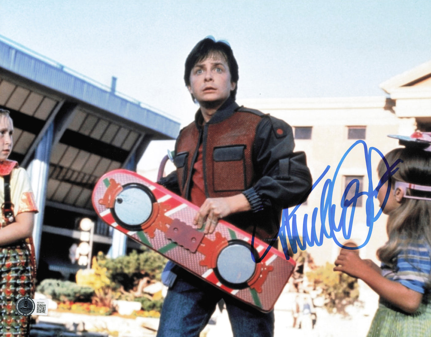 Michael J. Fox Autographed 11x14 Photo Back To The Future Beckett BAS QR #AE31871