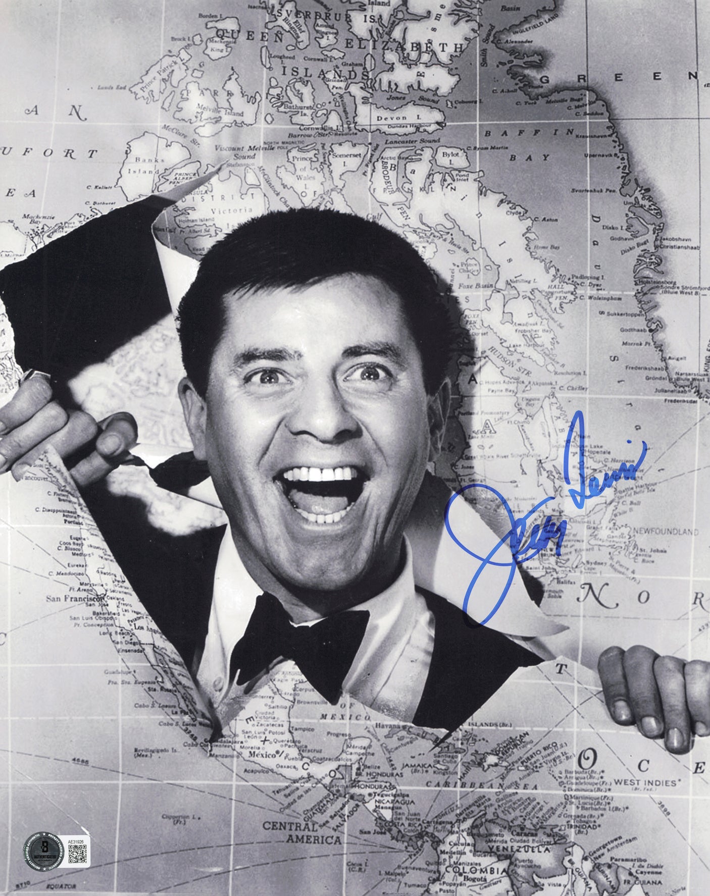 Jerry Lewis Autographed 11x14 Photo Comedian Beckett BAS QR #AE31926