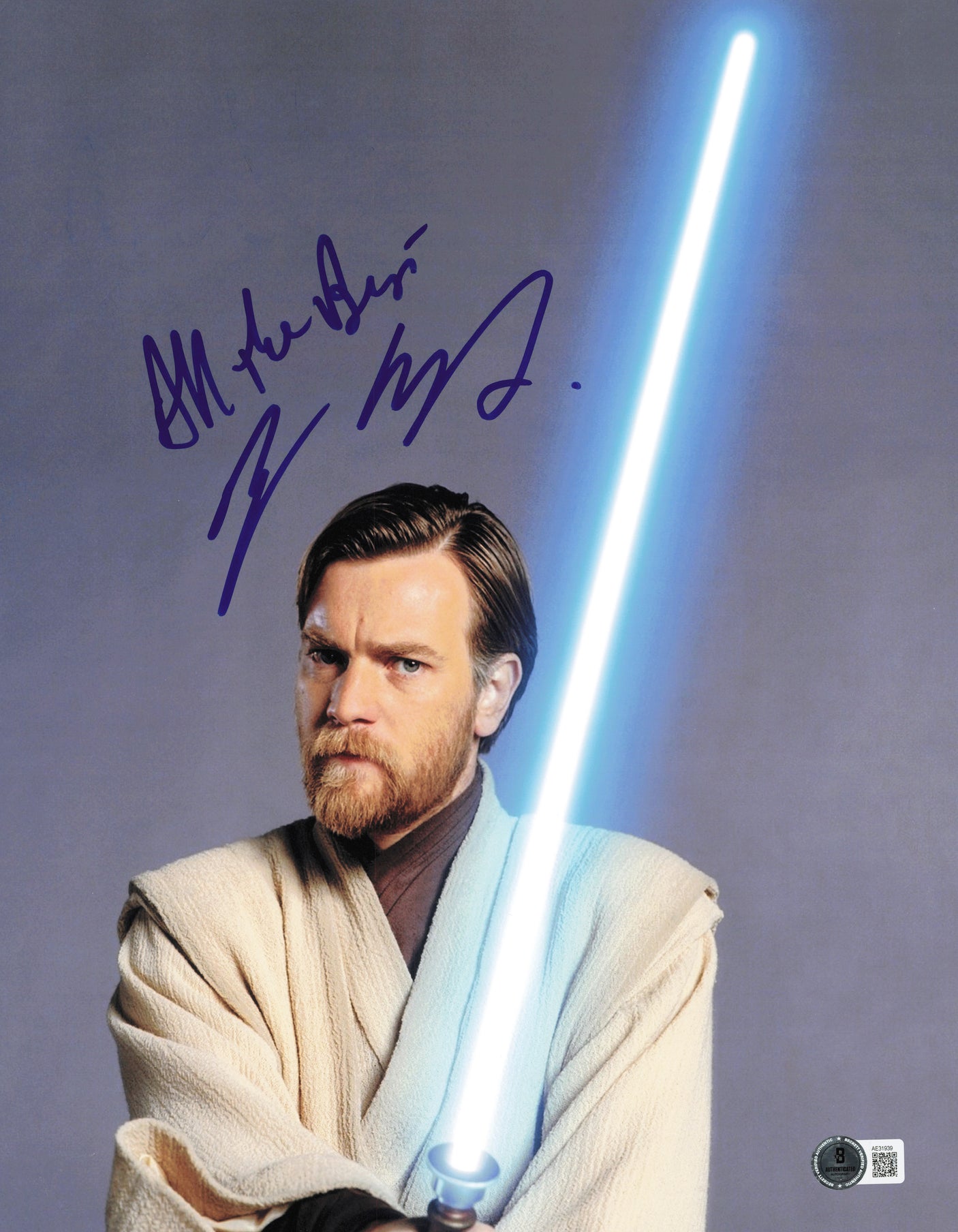 Ewan McGregor Autographed 11x14 Photo Obi Wan Kenobi Star Wars "All The Best" Beckett BAS QR #AE31939