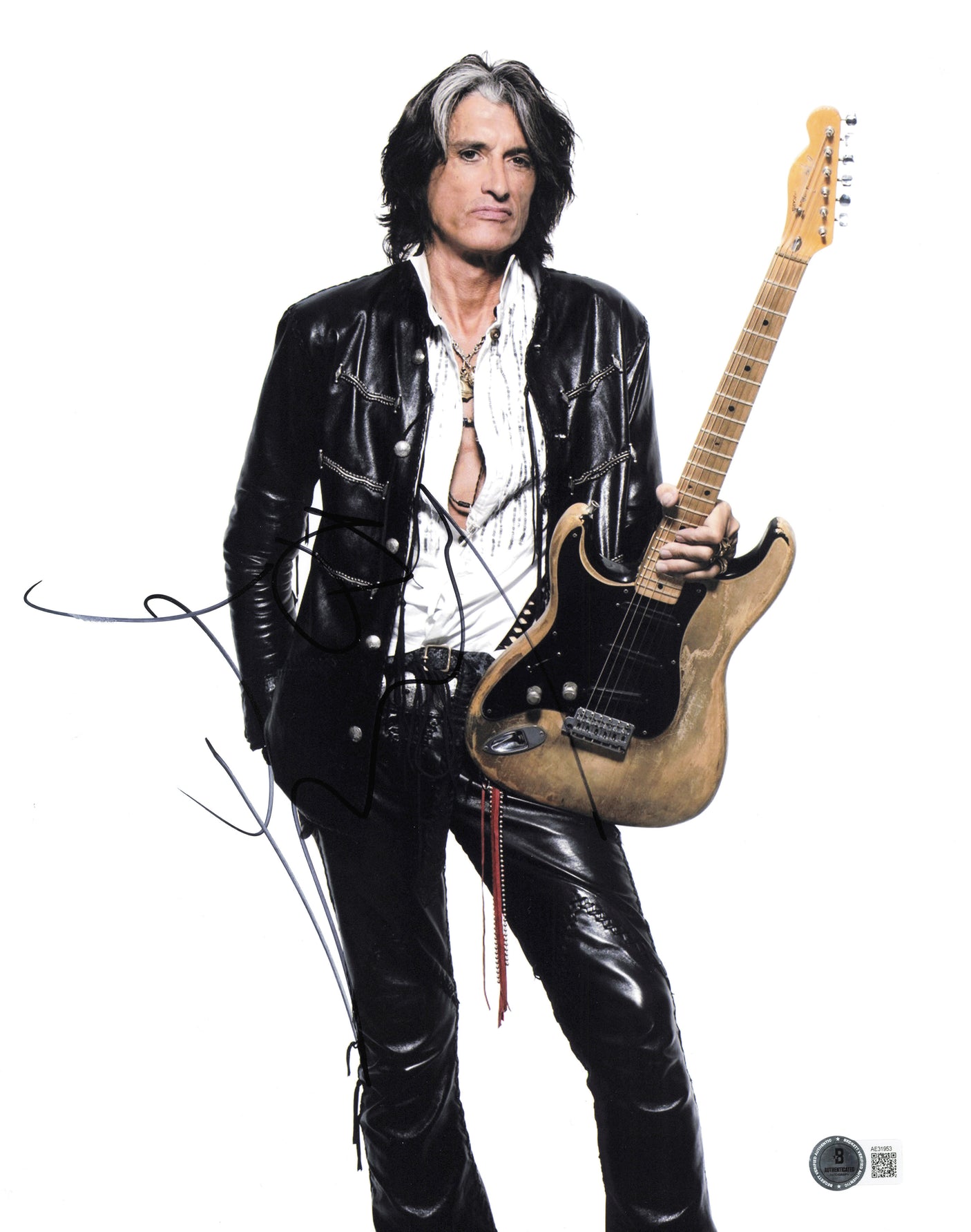 Joe Perry Autographed 11x14 Photo Aerosmith Beckett BAS QR #AE31953