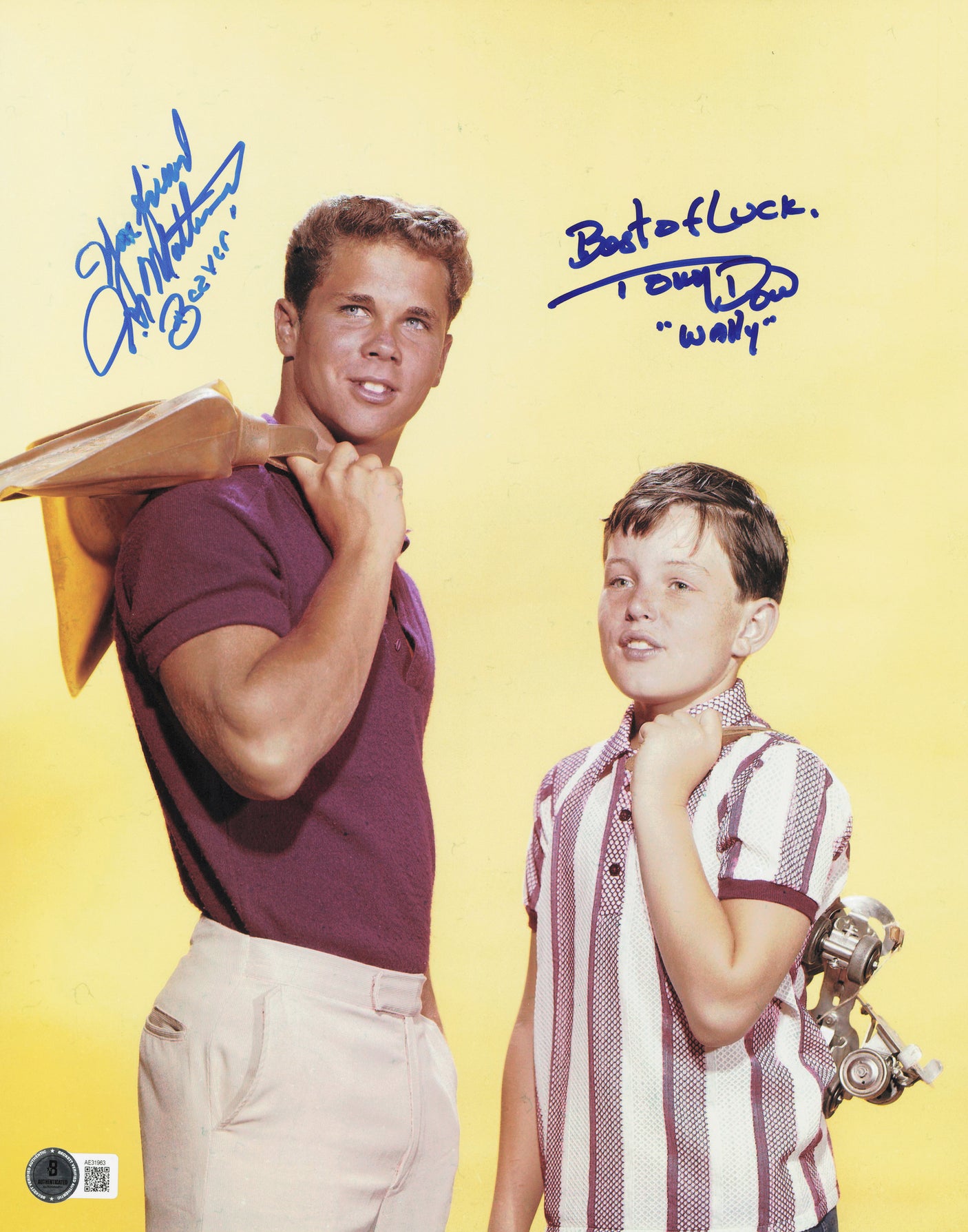 Jerry Mathers & Tony Dow Autographed 11x14 Photo Leave It To Beaver Beckett BAS QR #AE31963