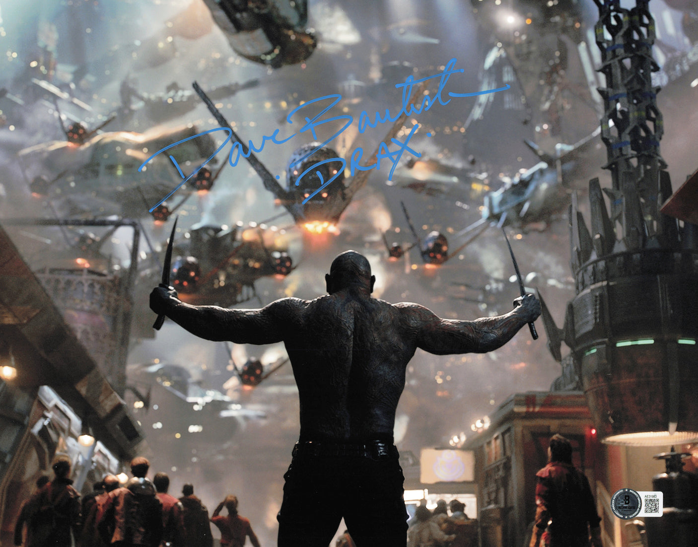 Dave Bautista Autographed 11x14 Photo Guardians of the Galaxy "Drax" Beckett BAS QR #AE31983