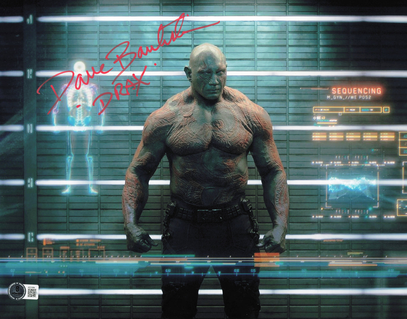 Dave Bautista Autographed 11x14 Photo Guardians of the Galaxy "Drax" Beckett BAS QR #AE31984