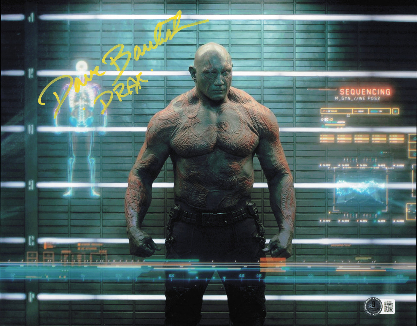 Dave Bautista Autographed 11x14 Photo Guardians of the Galaxy "Drax" Beckett BAS QR #AE31986