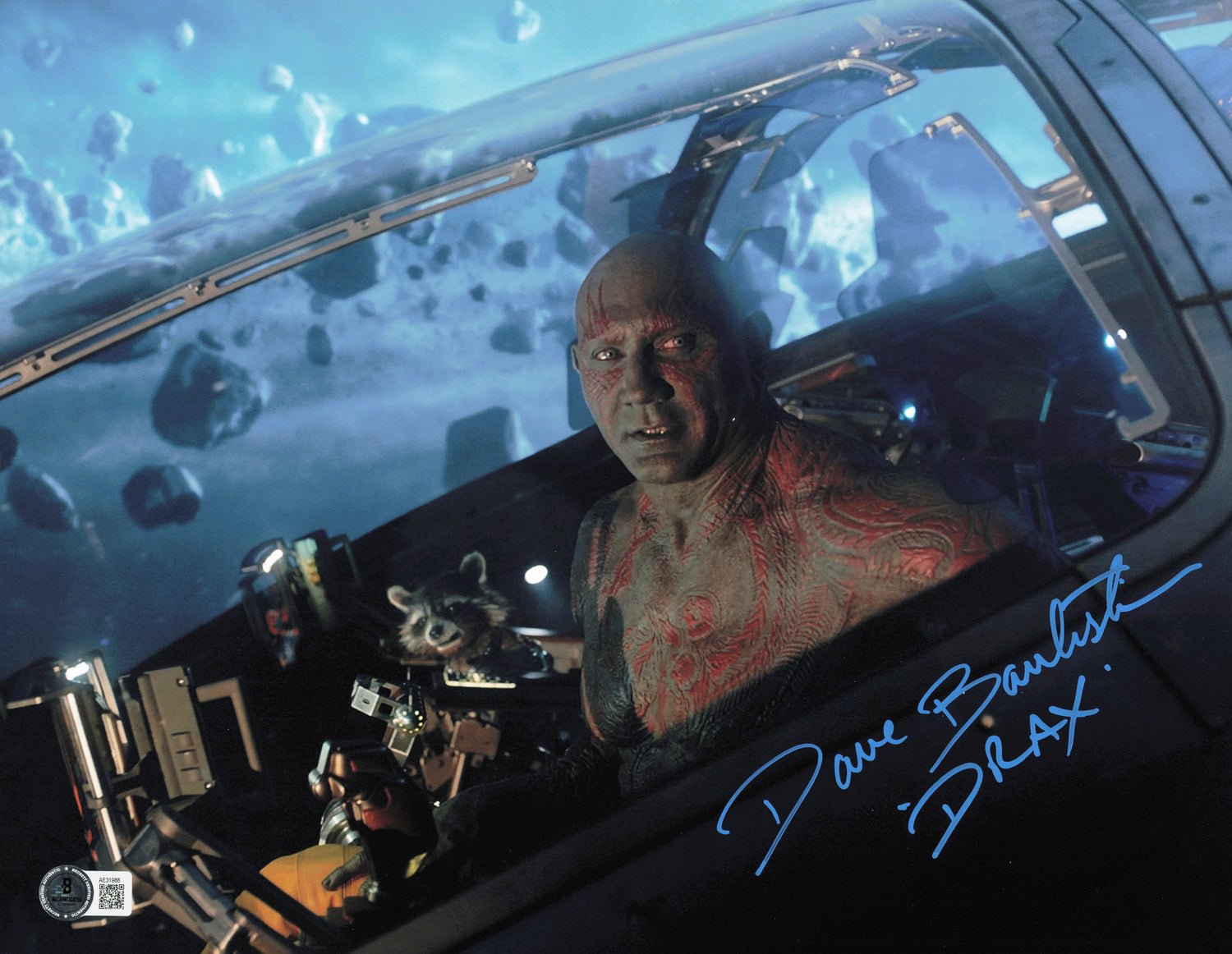Dave Bautista Autographed 11x14 Photo Guardians of the Galaxy "Drax" Beckett BAS QR #AE31988