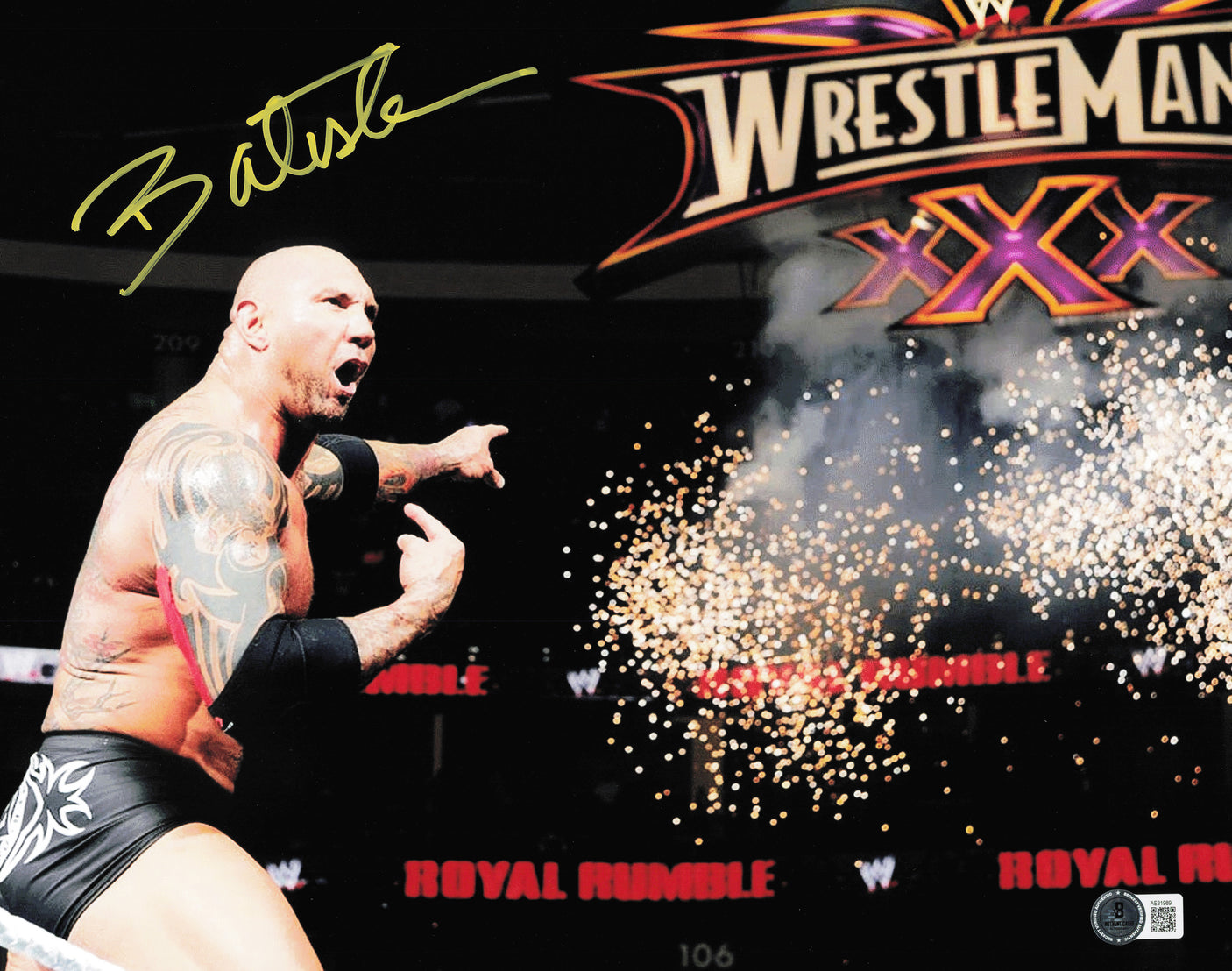 Dave Bautista Autographed 11x14 Photo WWE Beckett BAS QR #AE31989