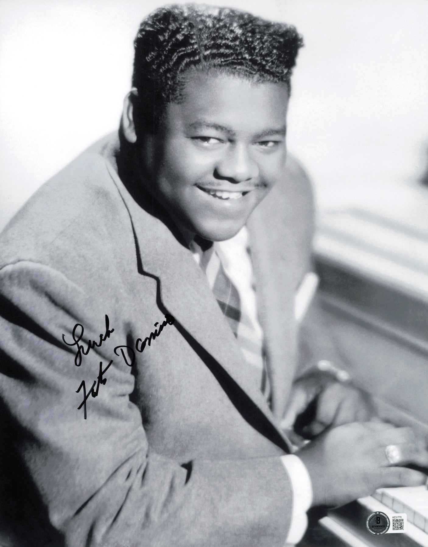 Fats Domino Autographed 11x14 Photo Beckett BAS QR #AE31770