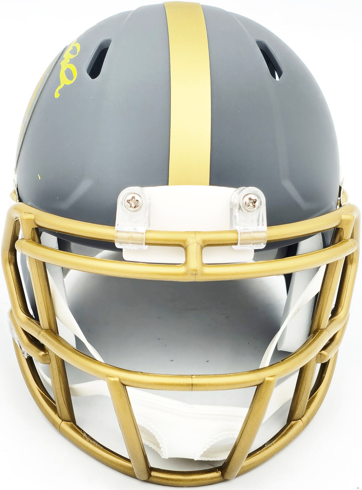 Terry Bradshaw Autographed Pittsburgh Steelers Slate Gray Speed Mini Helmet Beckett BAS Witness Stock #230083