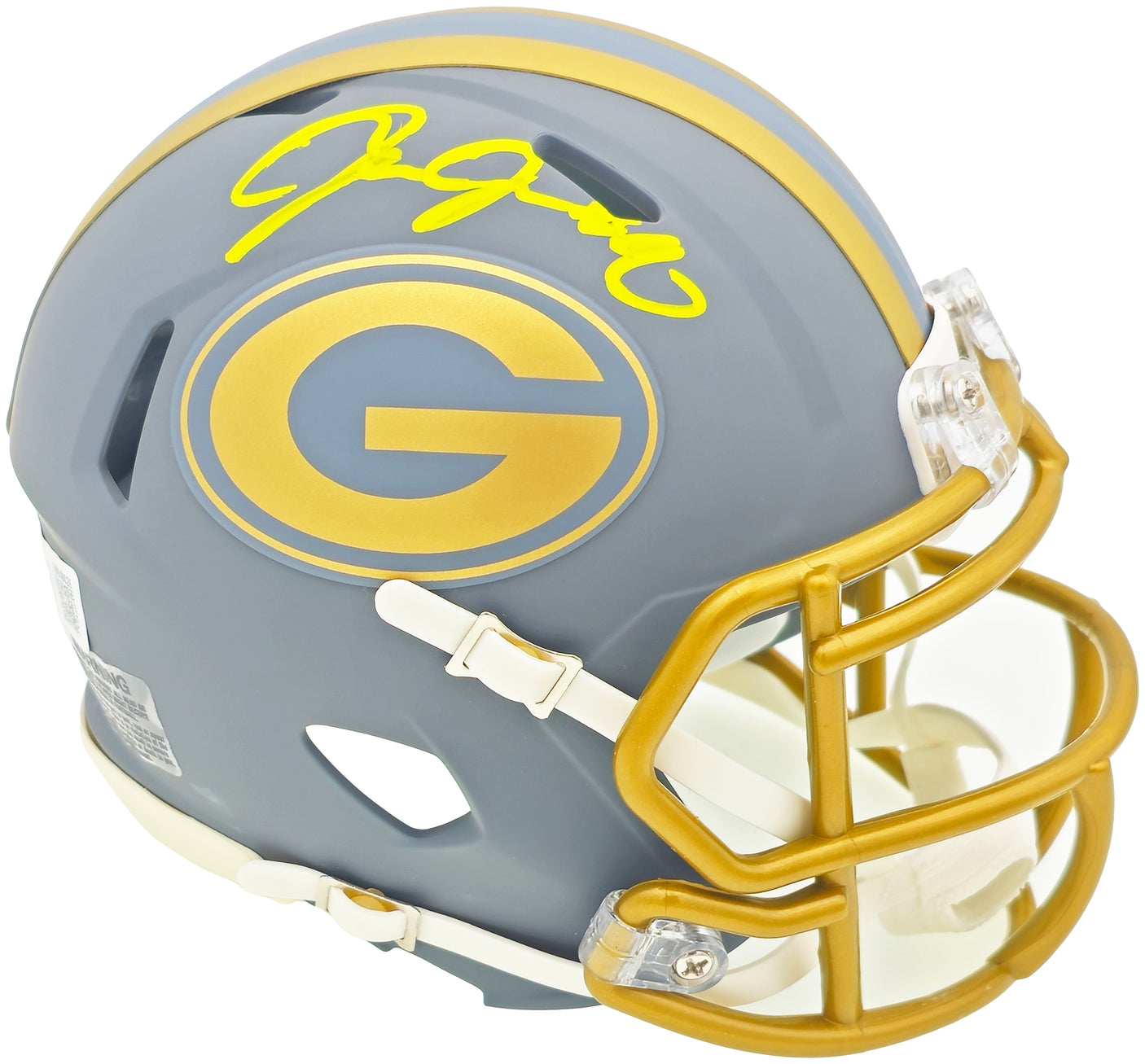 Josh Jacobs Autographed Green Bay Packers Slate Gray Speed Mini Helmet Beckett BAS Witness Stock #230062