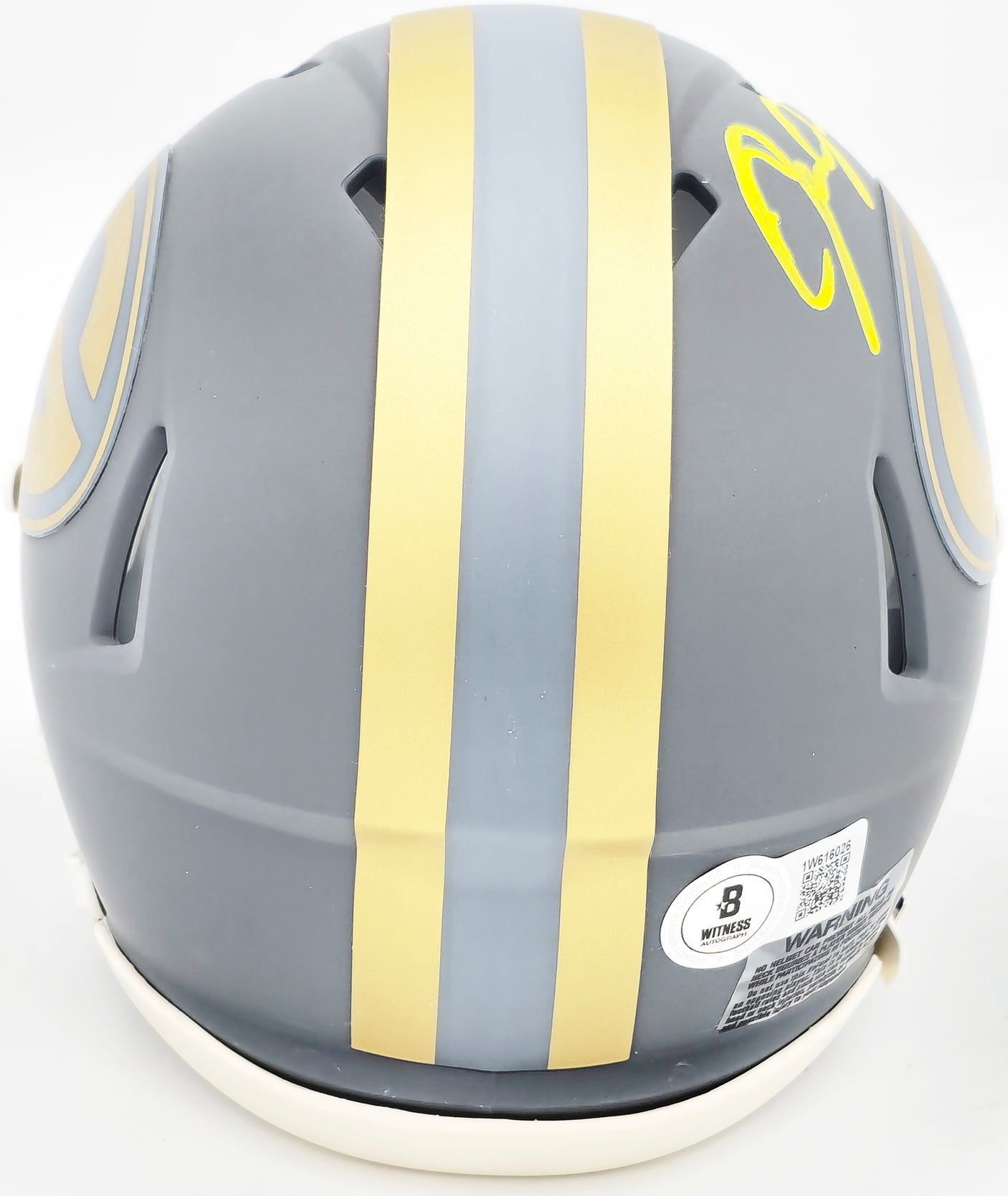 Josh Jacobs Autographed Green Bay Packers Slate Gray Speed Mini Helmet Beckett BAS Witness Stock #230062