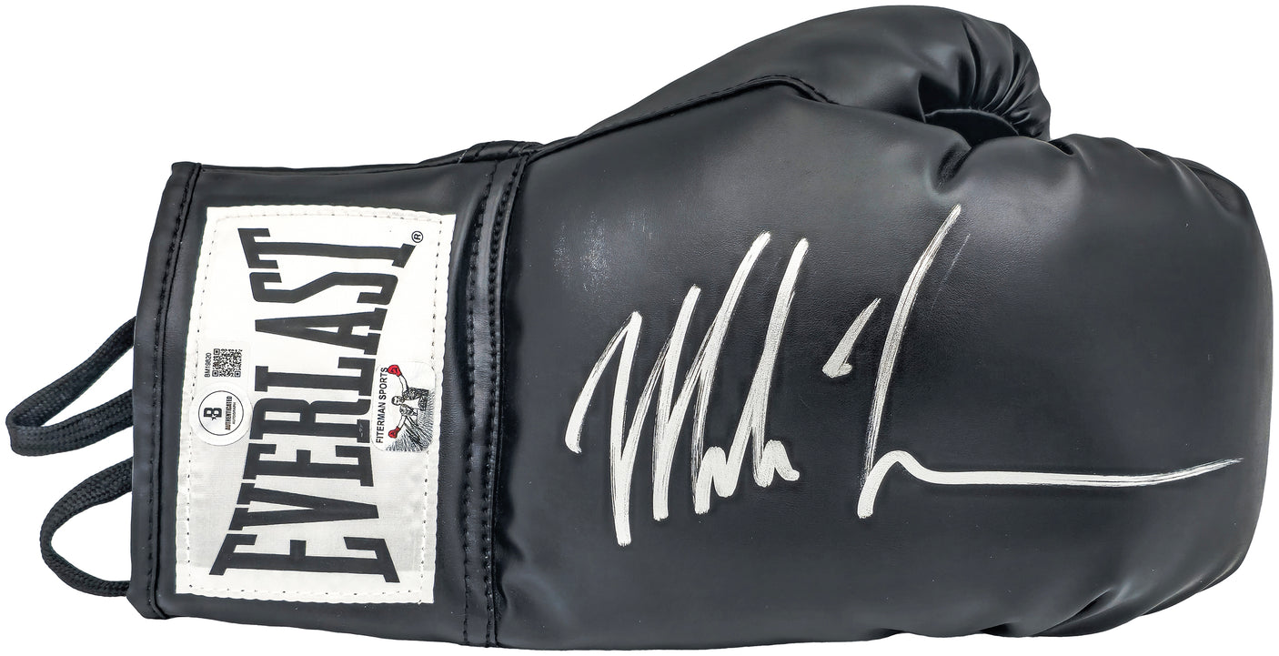 Mike Tyson Autographed Black Everlast Boxing Glove Right Handed RH Beckett BAS QR Stock #230020
