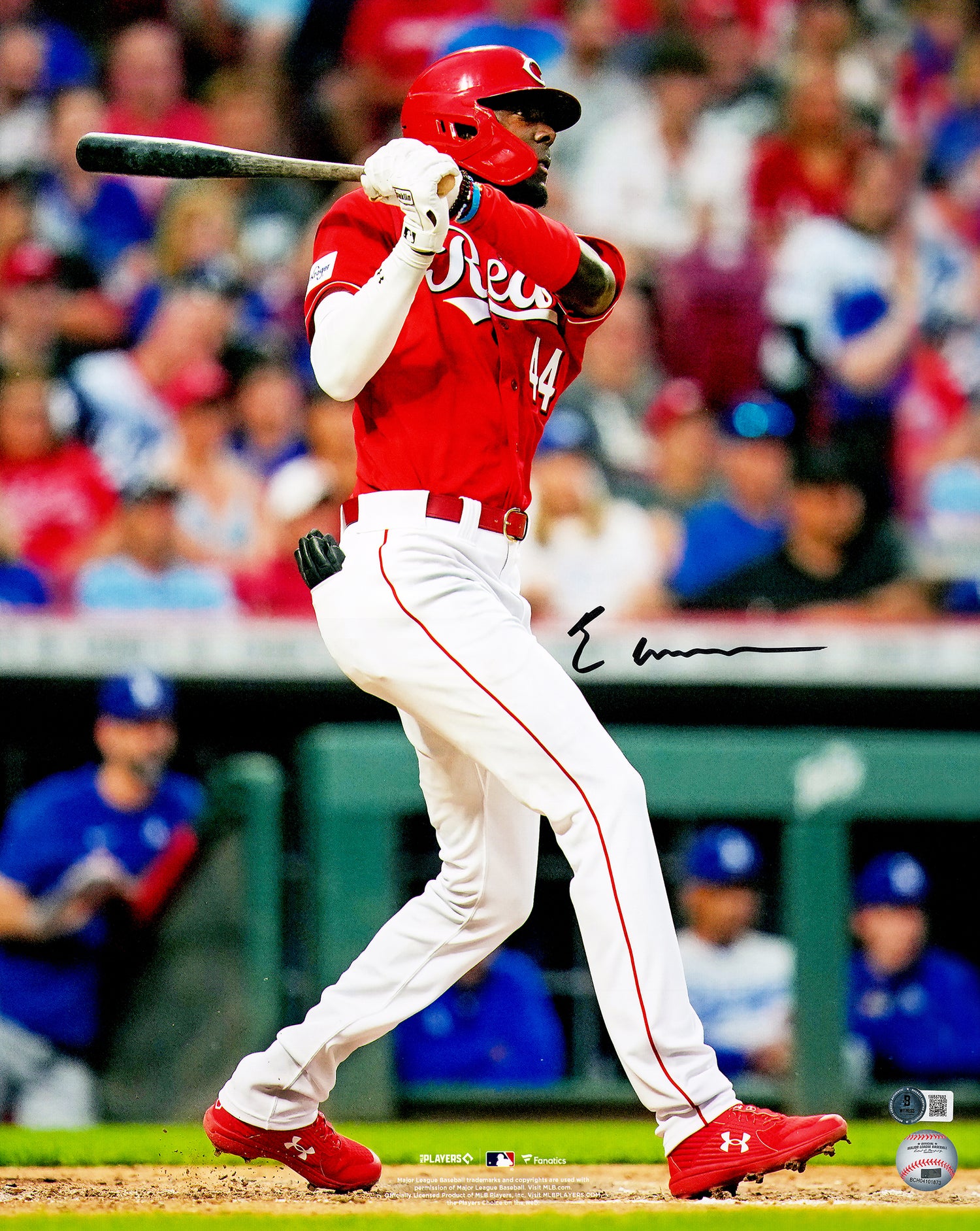 Elly De La Cruz Autographed 16x20 Photo Cincinnati Reds Home Run Swing Beckett BAS Witness Stock #230095