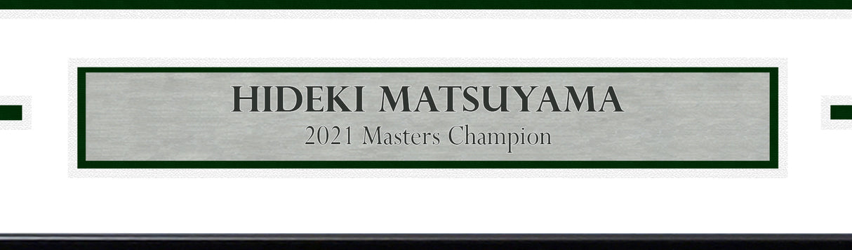 Hideki Matsuyama Autographed Framed 2021 Masters Golf Pin Flag Winner Beckett BAS QR Stock #243015