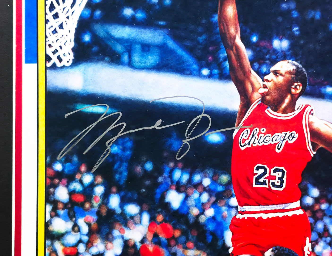 Michael Jordan Autographed Framed 1986 Fleer Rookie Card #57 Blow Up Poster Chicago Bulls UDA Holo #BAM307260