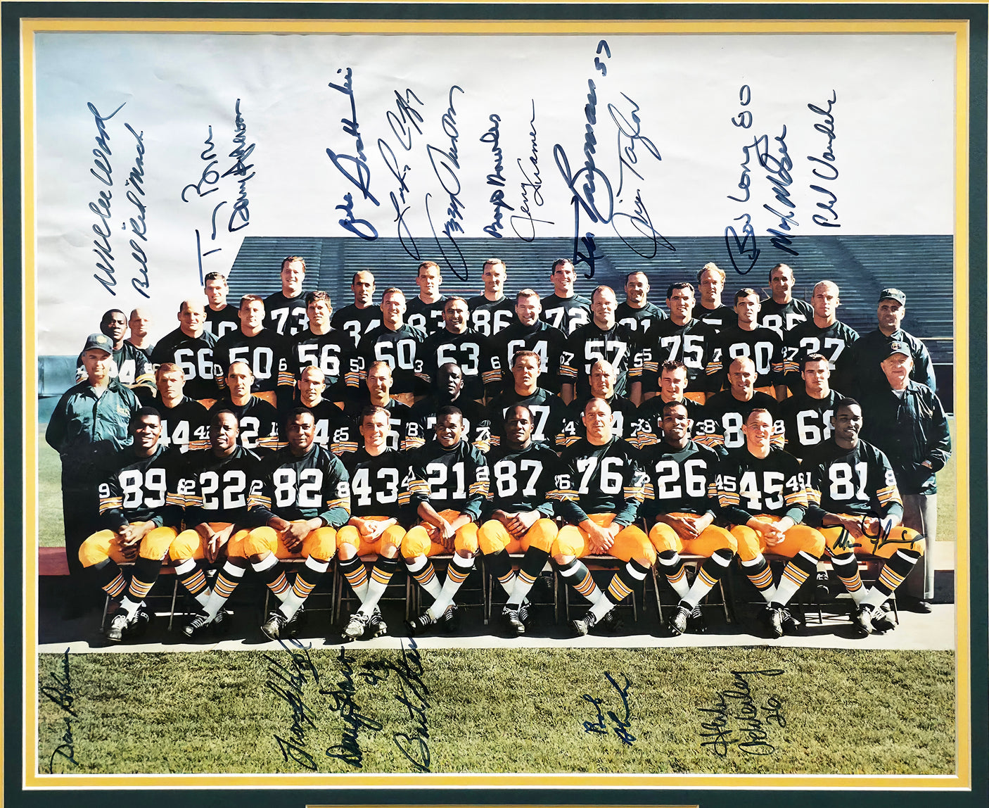 1966 Green Bay Packers Super Bowl I Champions Autographed Framed 16x20 Photo With 20 Signatures Including Bart Starr JSA #Z58083