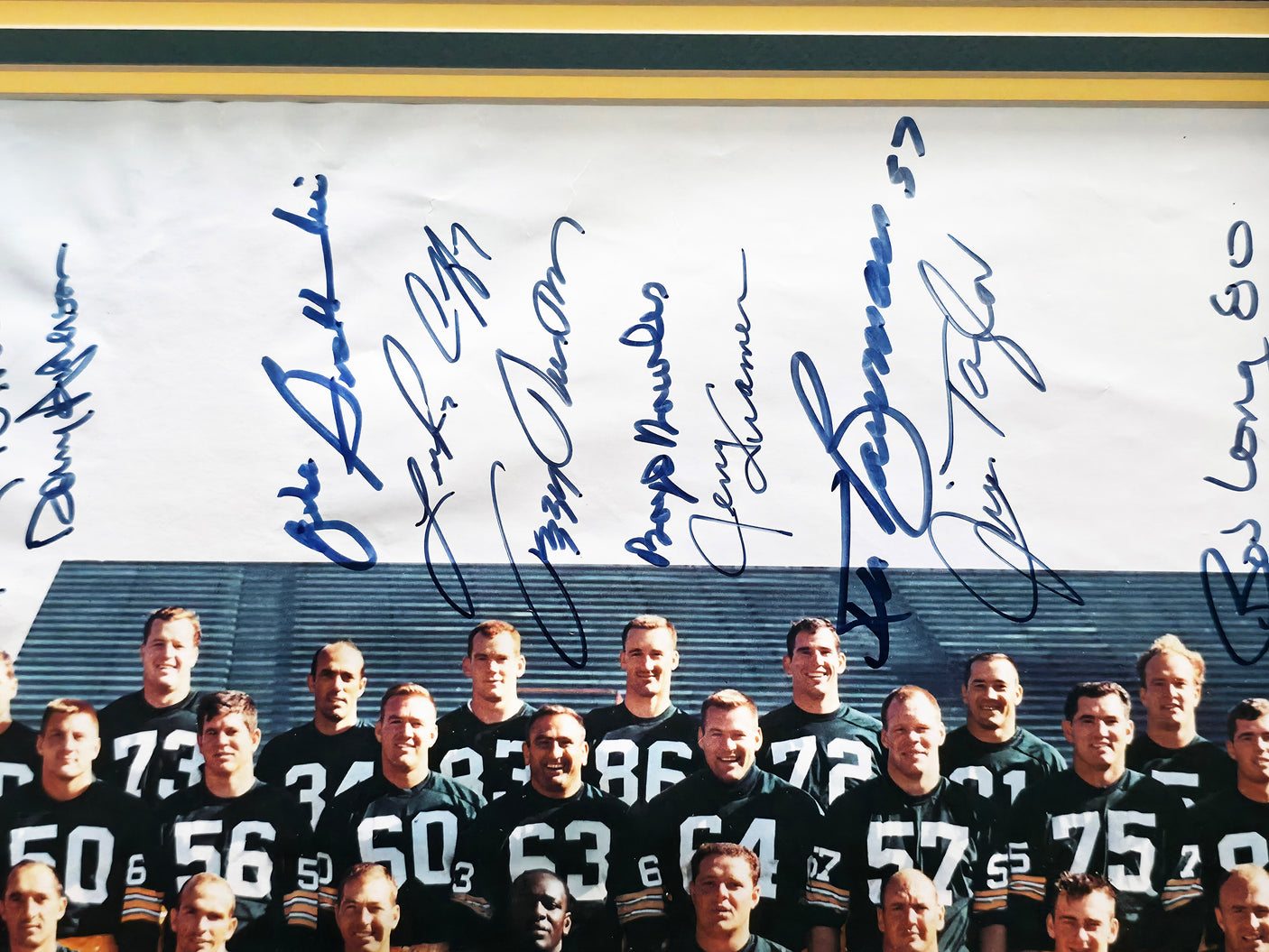 1966 Green Bay Packers Super Bowl I Champions Autographed Framed 16x20 Photo With 20 Signatures Including Bart Starr JSA #Z58083