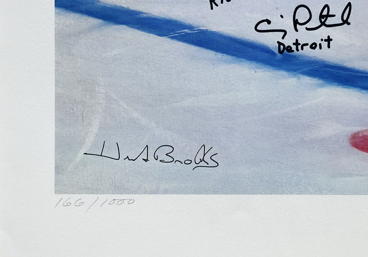 1980 Team USA Hockey Team Autographed Framed 26x32 Lithograph Photo "Do You Believe In Miracles?!" With 20 Signatures Including Herb Brooks Beckett BAS #AC40053