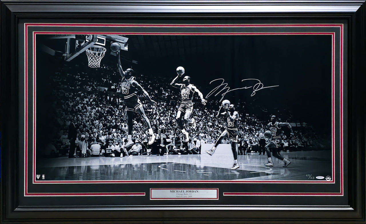 Michael Jordan Autographed Framed 18x36 'We Have Lift Off' Photo Chicago Bulls #69/123 UDA Holo #BAM158815
