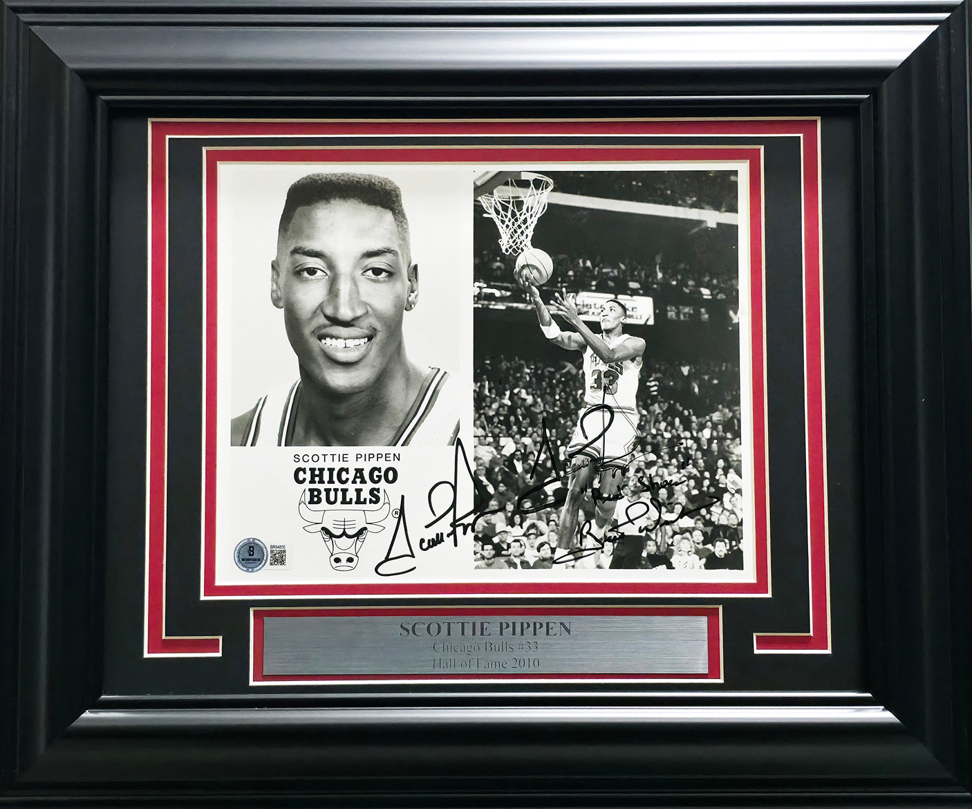 Scottie Pippen Autographed Framed 8x10 Photo Chicago Bulls "Best Wishes" Beckett BAS QR #BR84855