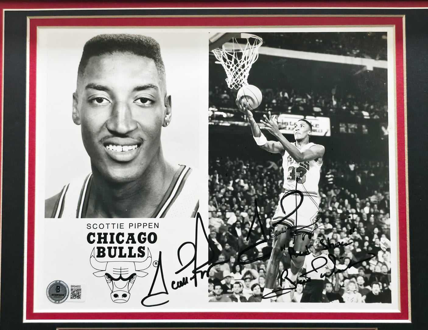 Scottie Pippen Autographed Framed 8x10 Photo Chicago Bulls "Best Wishes" Beckett BAS QR #BR84855