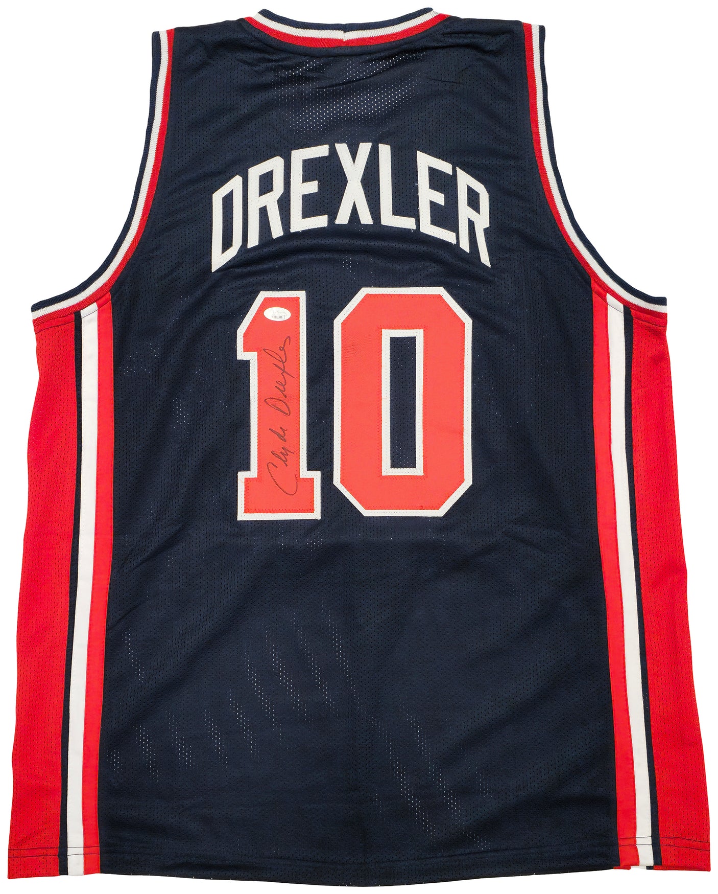 Team USA Clyde Drexler Autographed Blue Jersey JSA Stock #228812