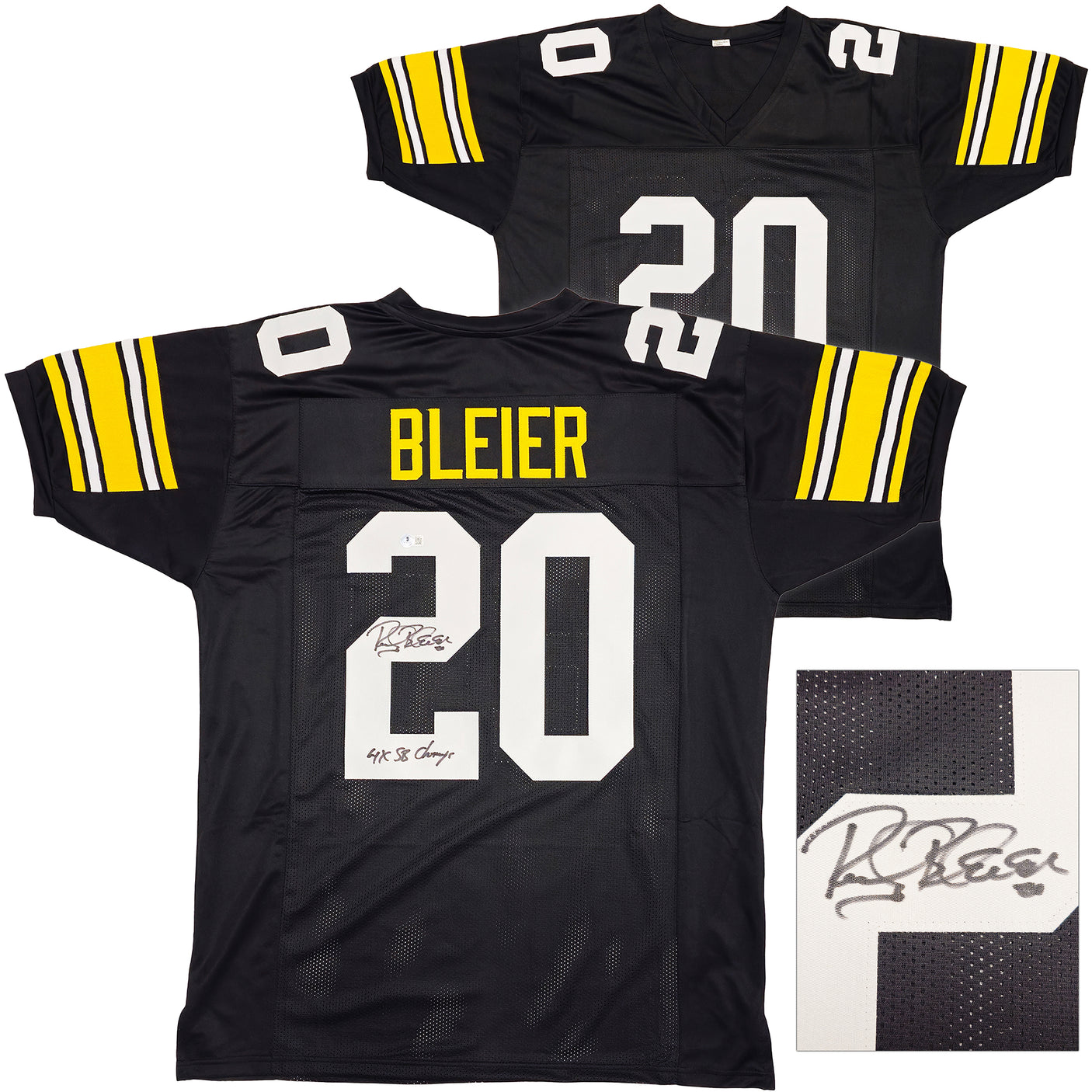 Pittsburgh Steelers Rocky Bleier Autographed Black Jersey "4X SB Champ" Beckett BAS QR Stock #229042
