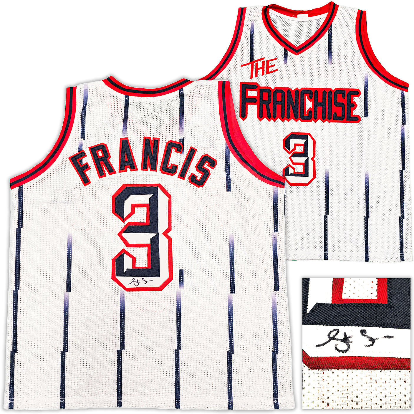Houston Rockets Steve Francis Autographed White Jersey JSA Stock #228969