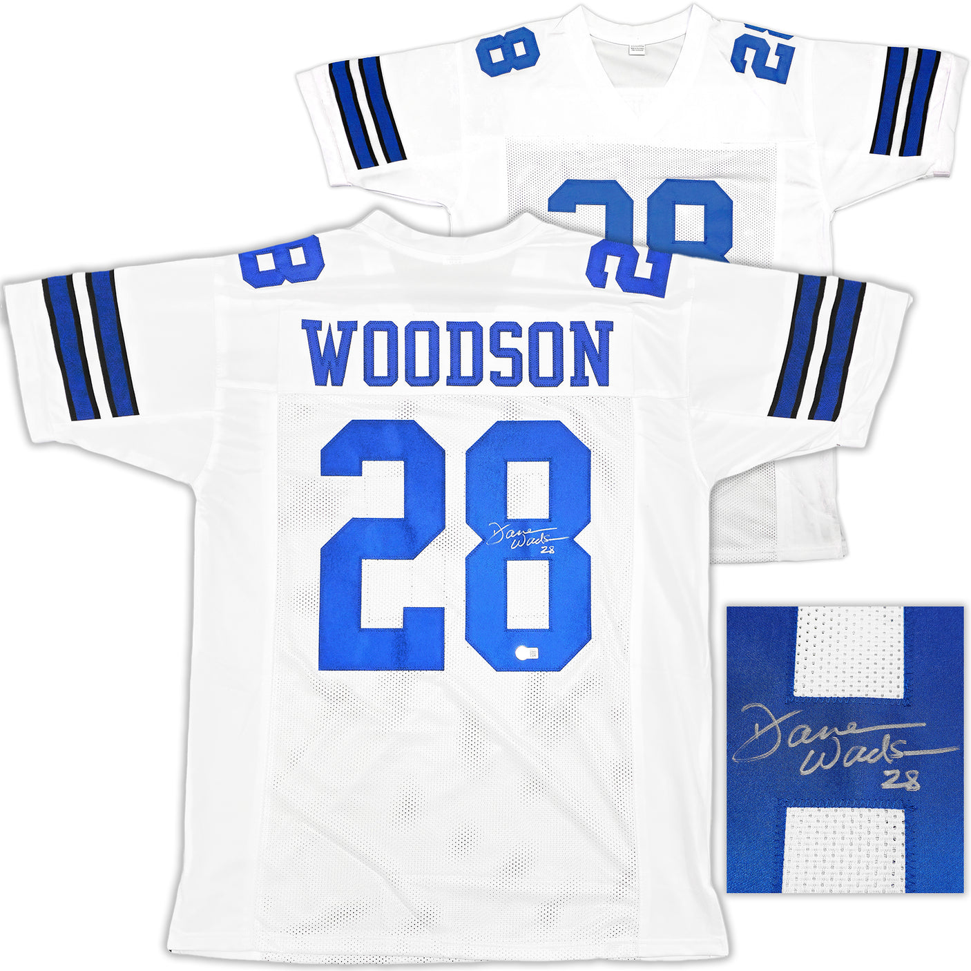 Dallas Cowboys Darren Woodson Autographed White Jersey Beckett BAS QR Stock #230010