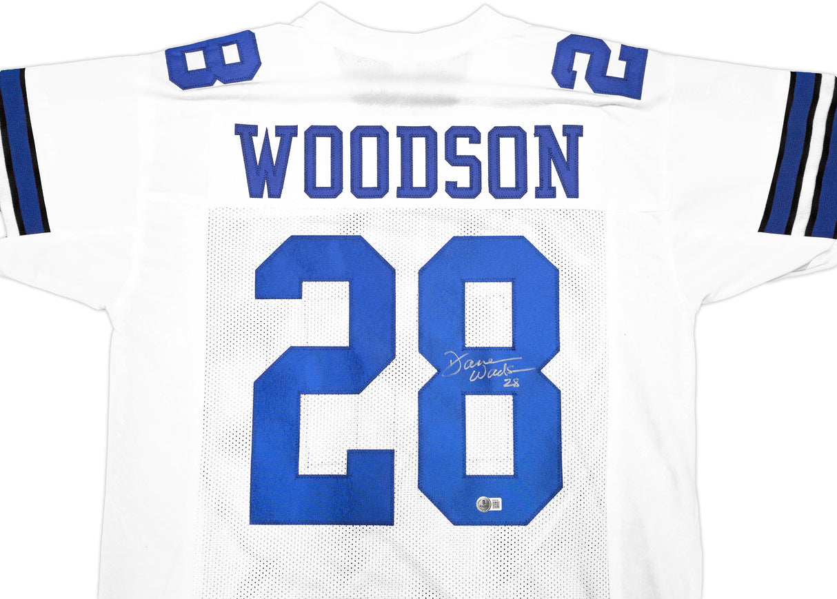 Dallas Cowboys Darren Woodson Autographed White Jersey Beckett BAS QR Stock #230010