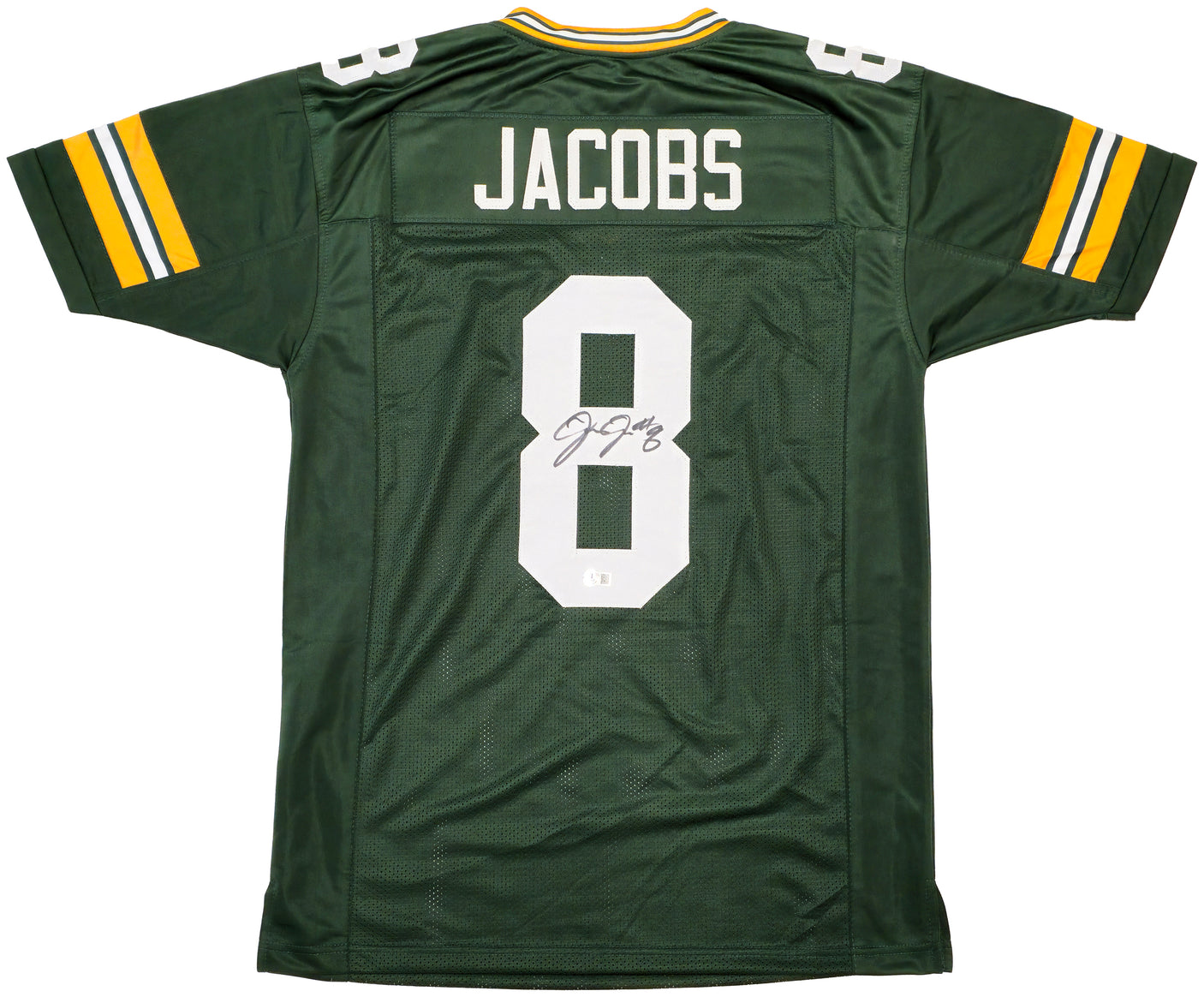 Green Bay Packers Josh Jacobs Autographed Green Jersey Beckett BAS Witness Stock #229523