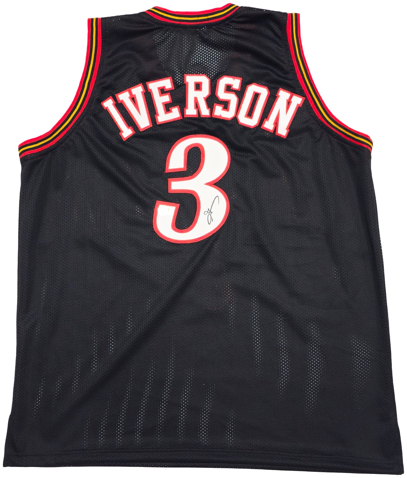 Philadelphia 76ers Allen Iverson Autographed Black Jersey Beckett BAS Witness Stock #229998