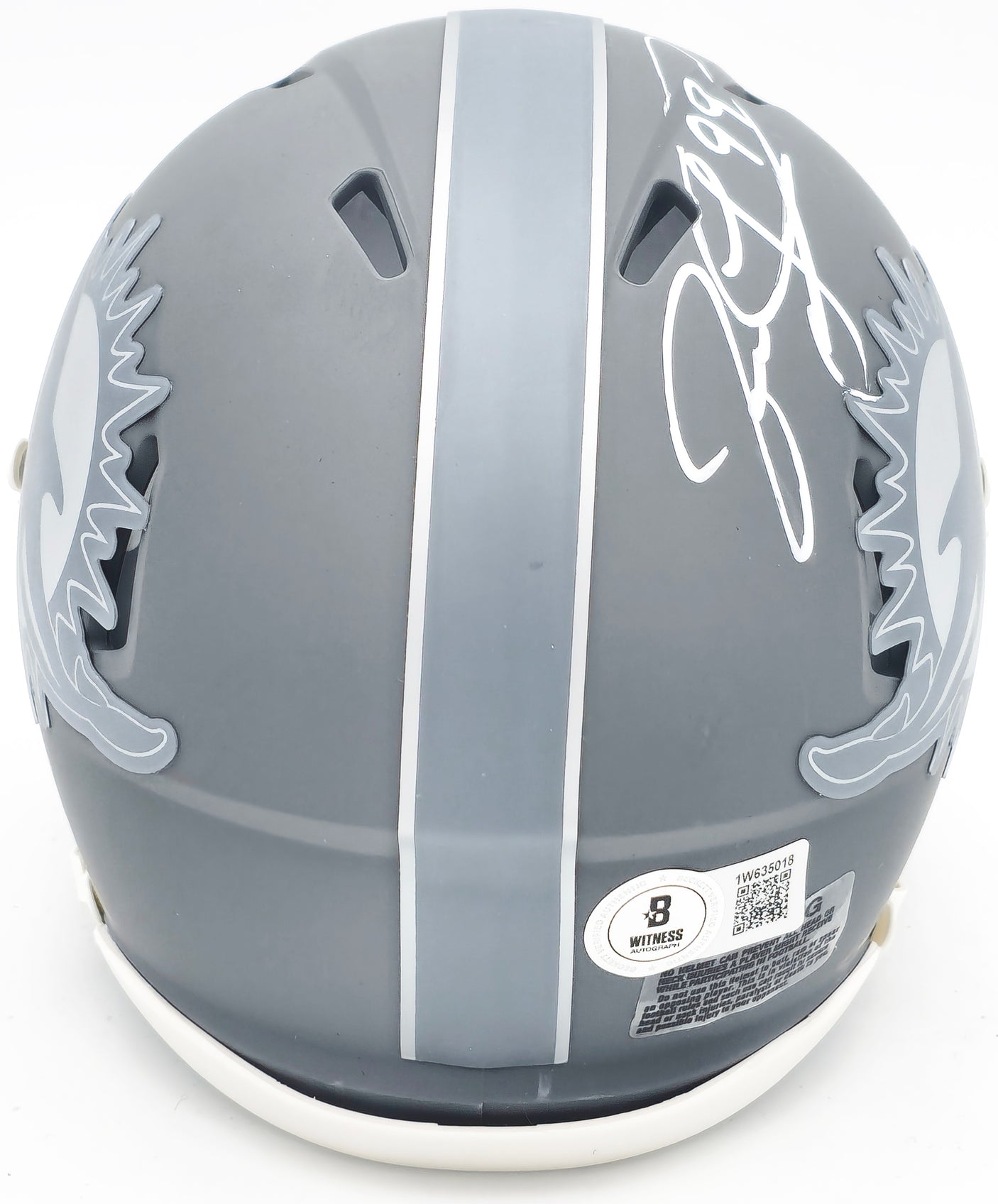 Jason Taylor Autographed Miami Dolphins Slate Silver Speed Mini Helmet Beckett BAS Witness Stock #228818