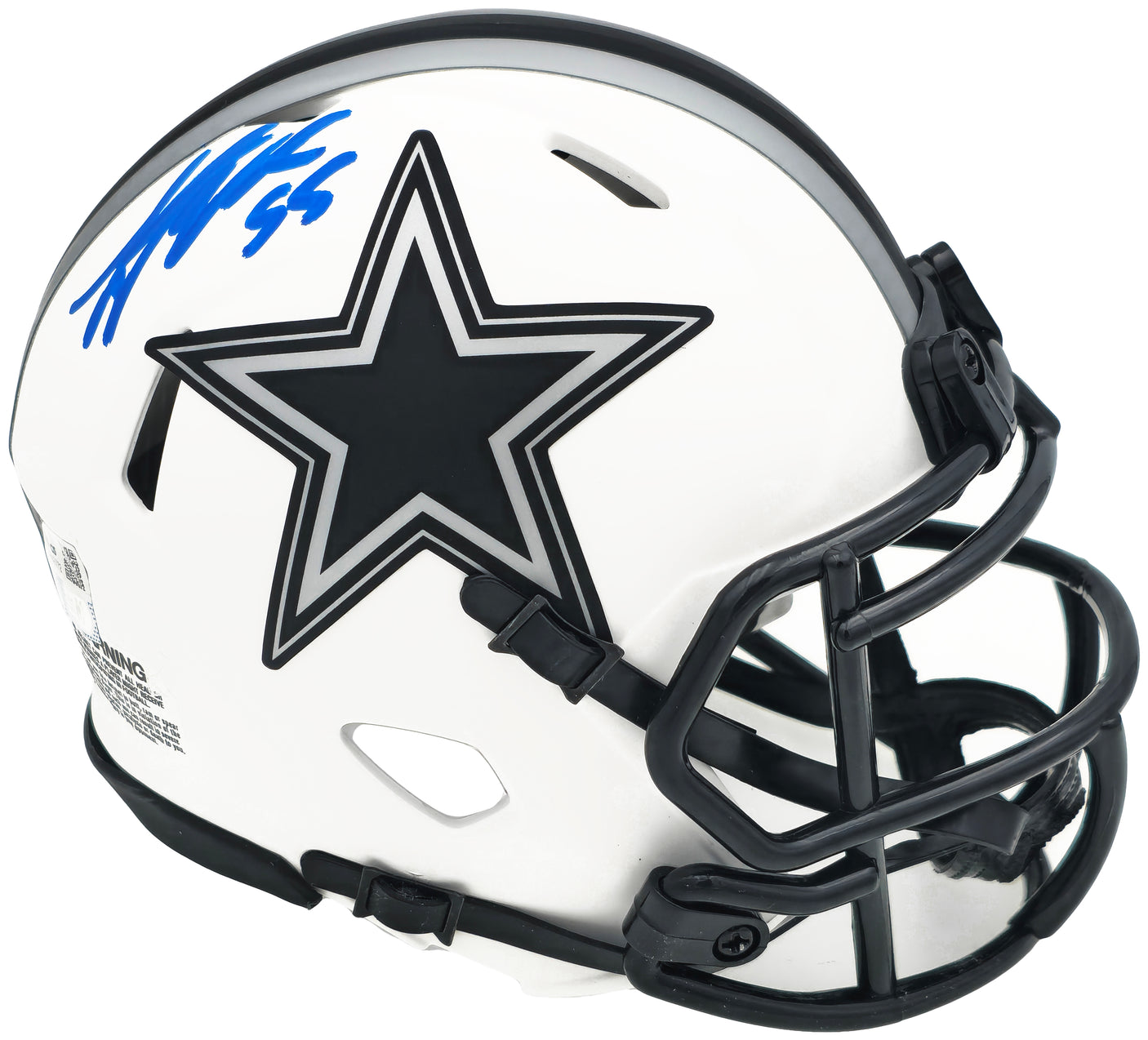 Leighton Vander Esch Autographed Dallas Cowboys Lunar Eclipse White Mini Helmet Fanatics Holo Stock #228809