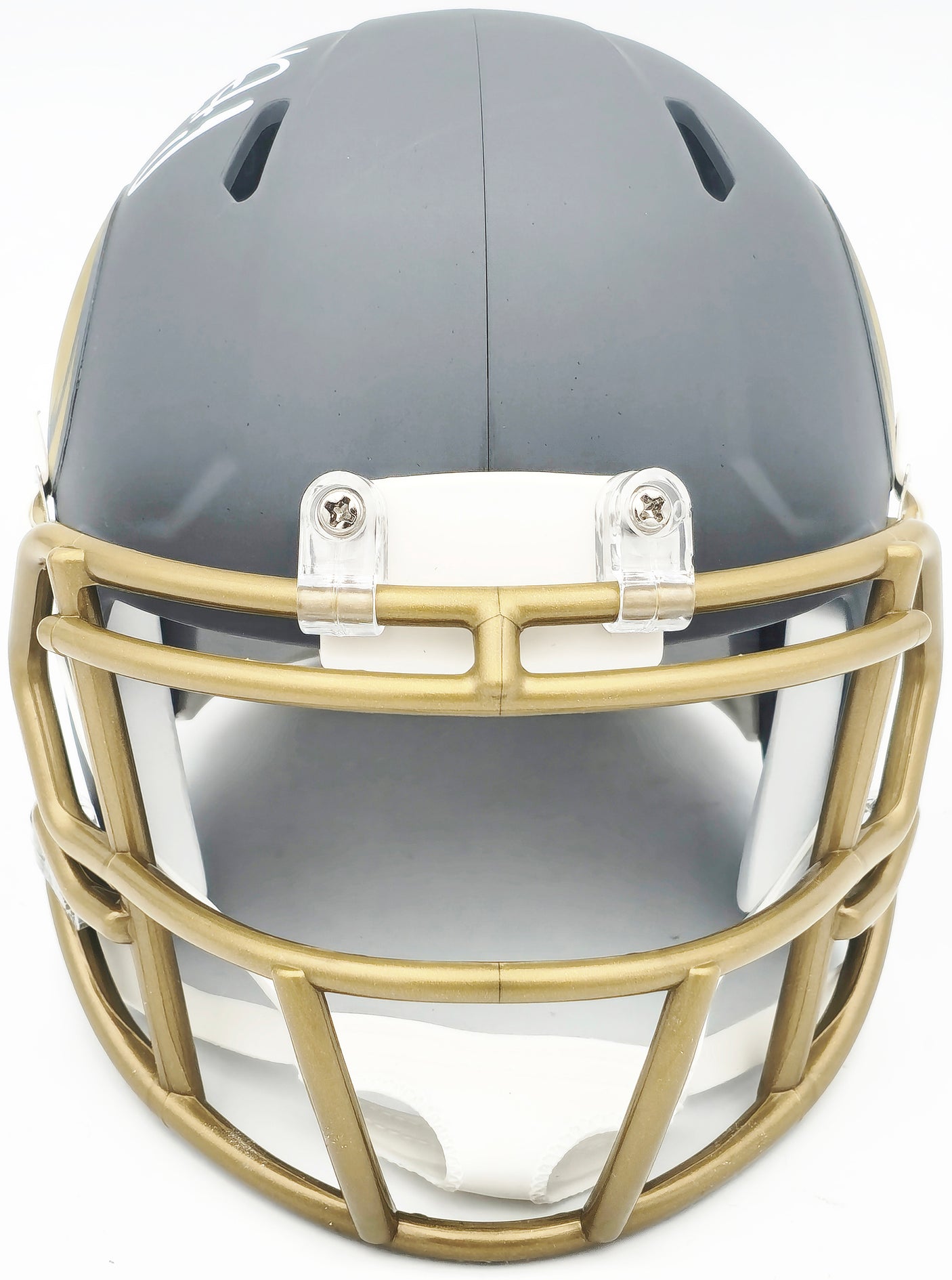 Aaron Jones Autographed Minnesota Vikings Slate Silver Speed Mini Helmet Beckett BAS Witness Stock #228816