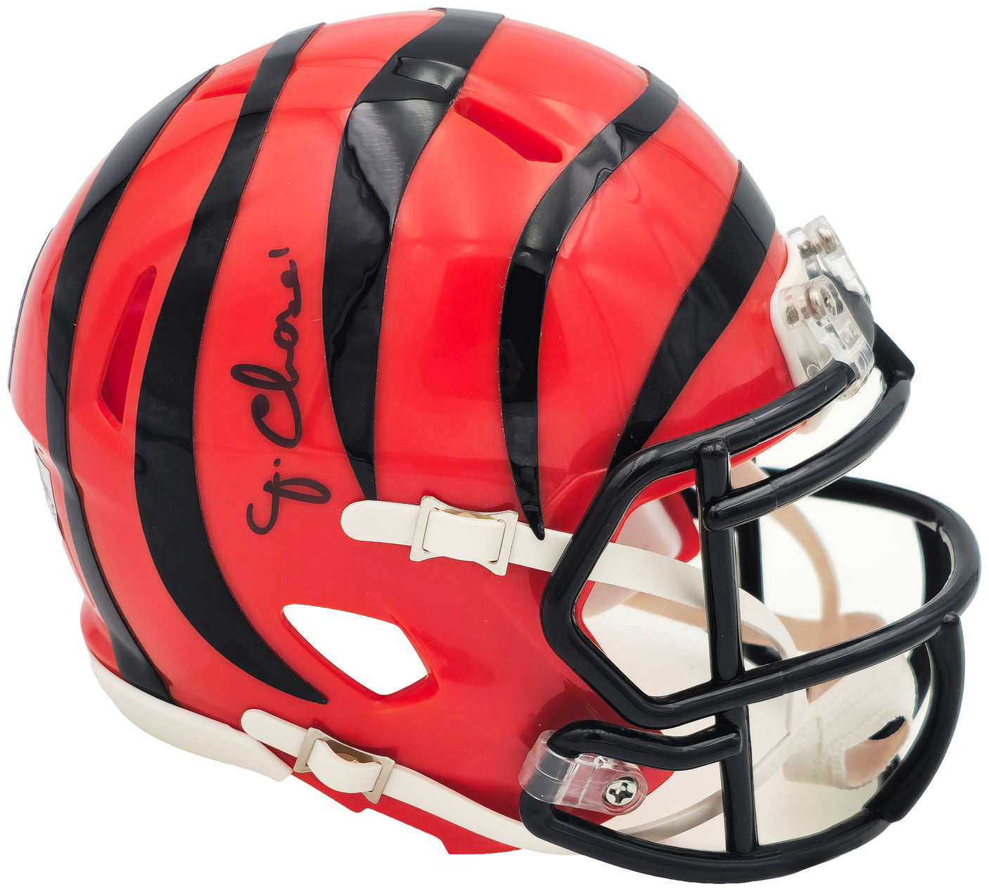 Ja'Marr Chase Autographed Cincinnati Bengals Orange Speed Mini Helmet Beckett BAS Witness Stock #228821