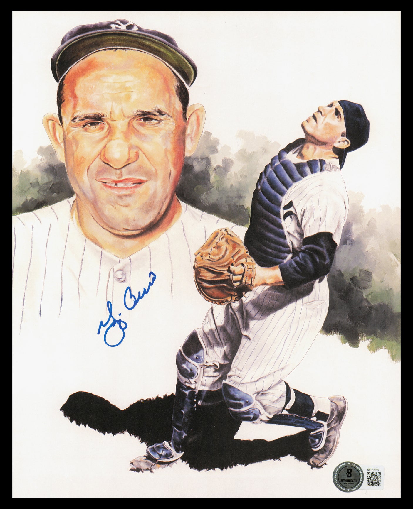 Yogi Berra Autographed 8x10 Photo New York Yankees Beckett BAS QR #AE31636