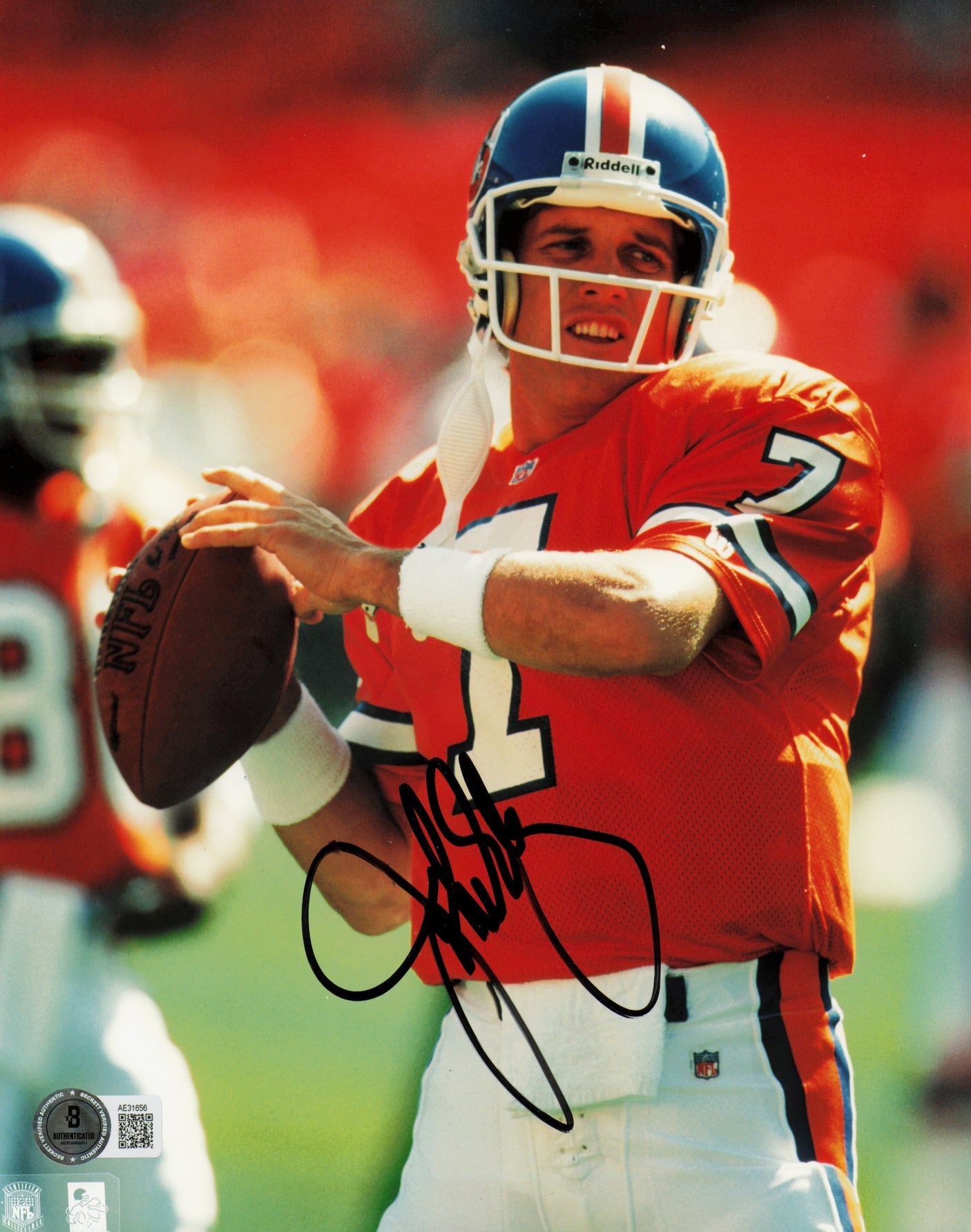 John Elway Autographed 8x10 Photo Denver Broncos Beckett BAS QR #AE31656