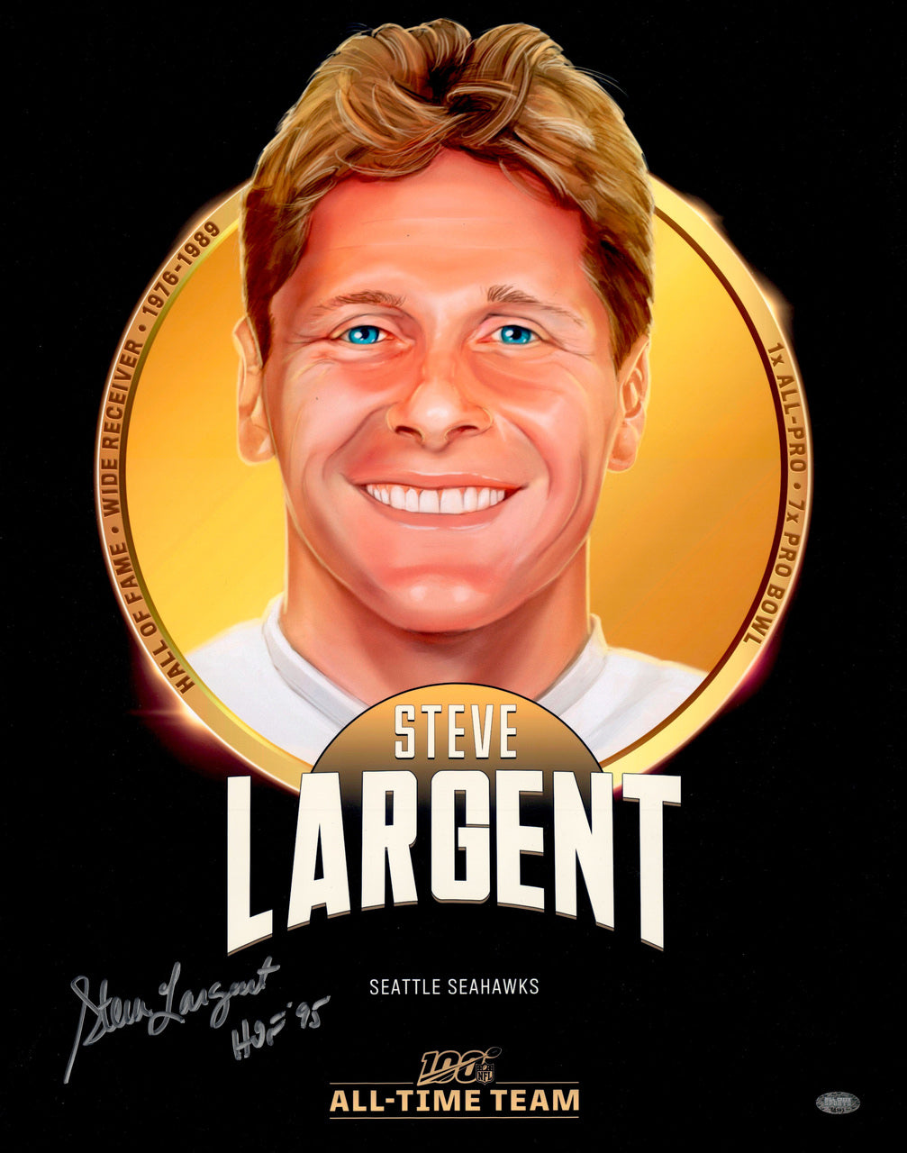 Steve Largent Autographed 16x20 Photo Seattle Seahawks "HOF '95" MCS Holo #68113