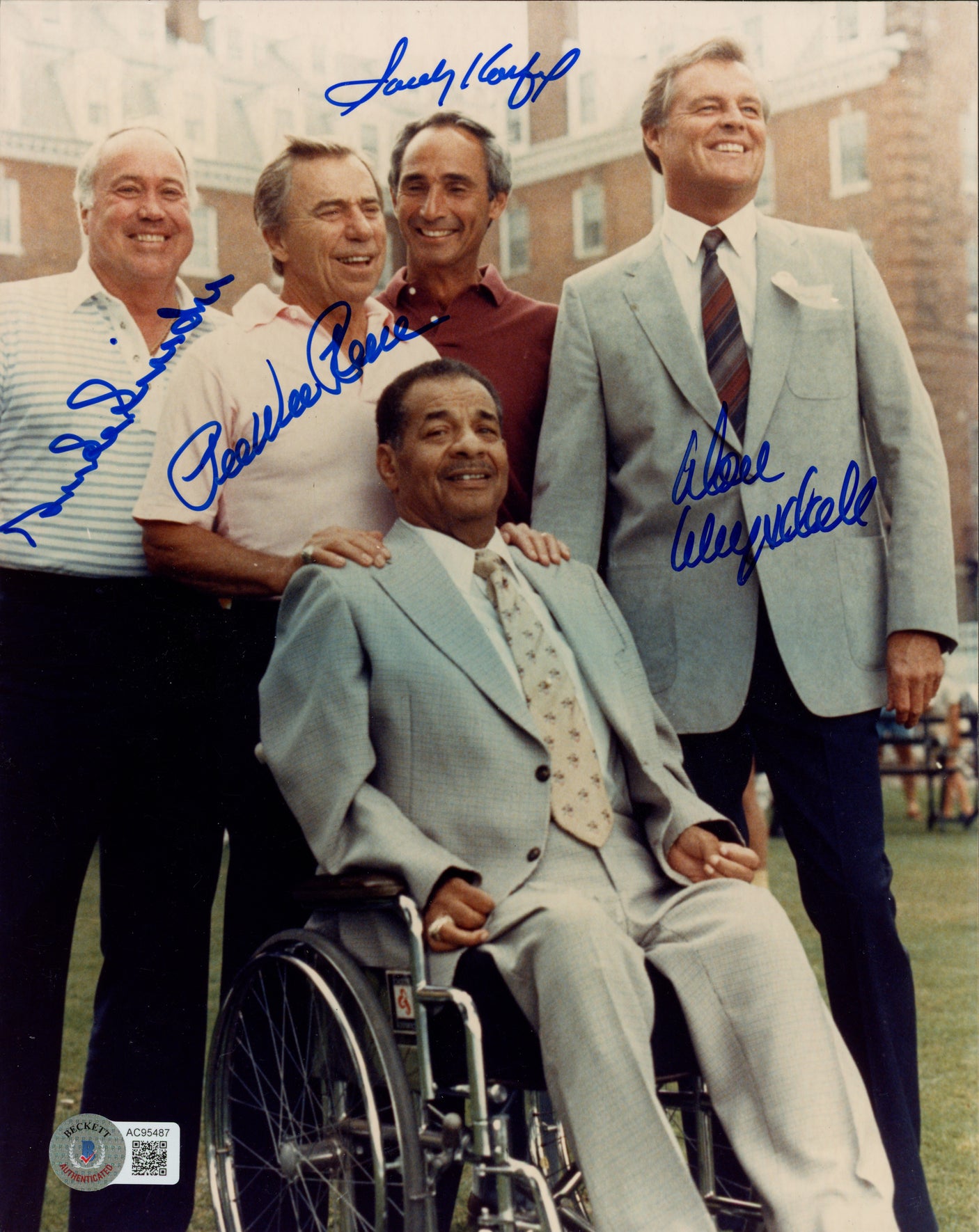 Brooklyn Dodgers Legends Autographed 8x10 Photo With 4 Signatures Including Sandy Koufax Beckett BAS #AC95487