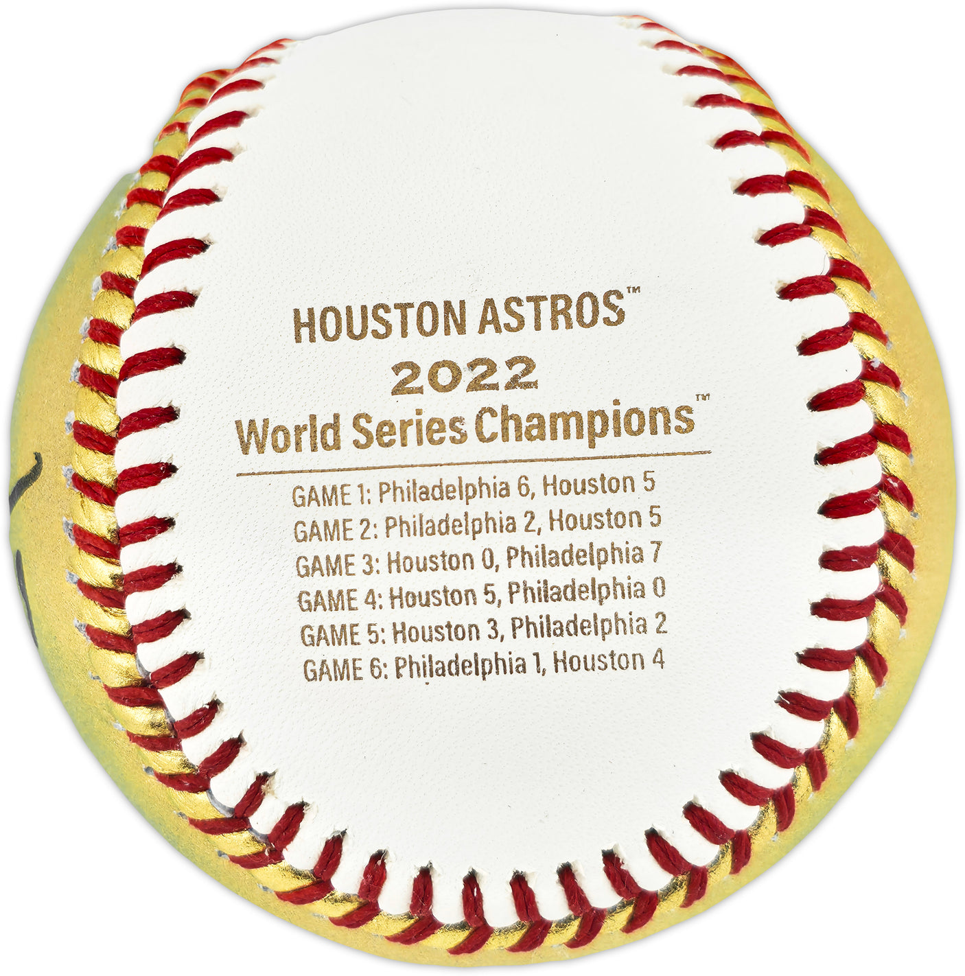 Framber Valdez Autographed Official Gold 2022 World Series Logo Baseball Houston Astros Beckett BAS Witness #W539255