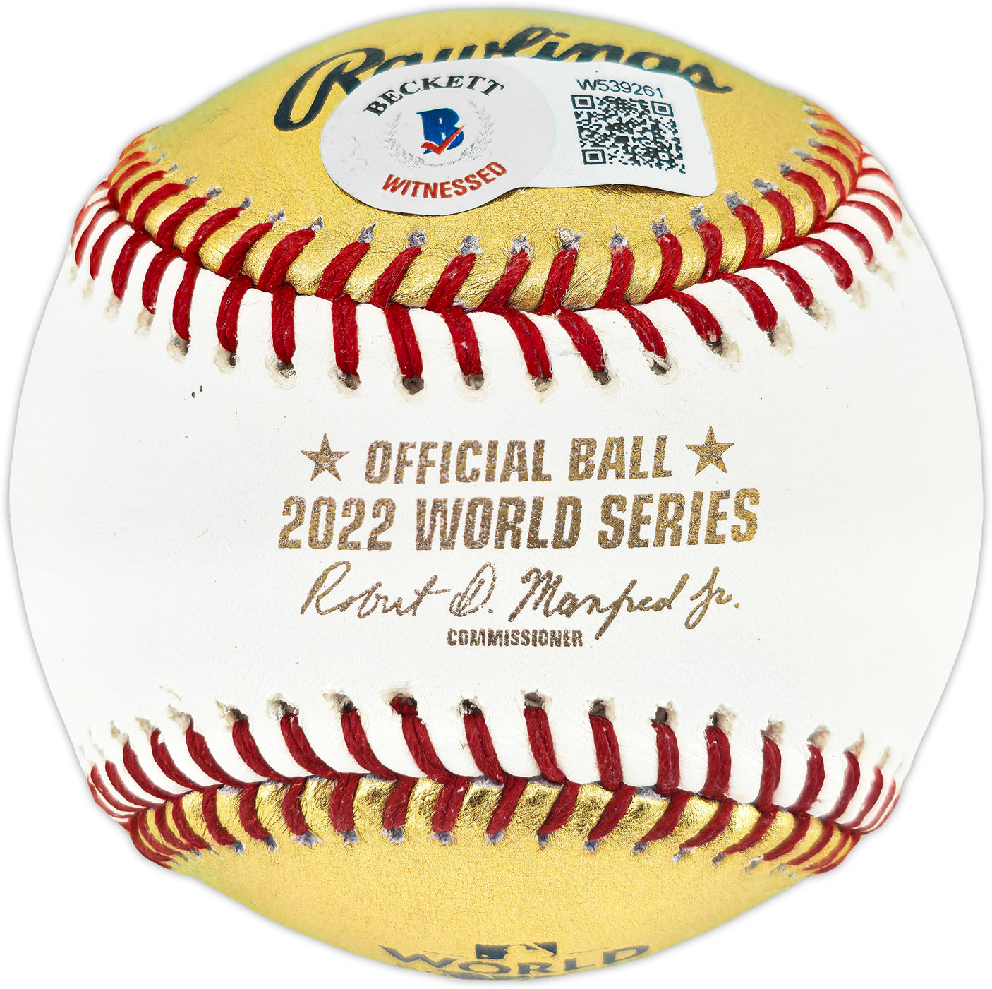 Framber Valdez Autographed Official Gold 2022 World Series Logo Baseball Houston Astros Beckett BAS Witness #W539261