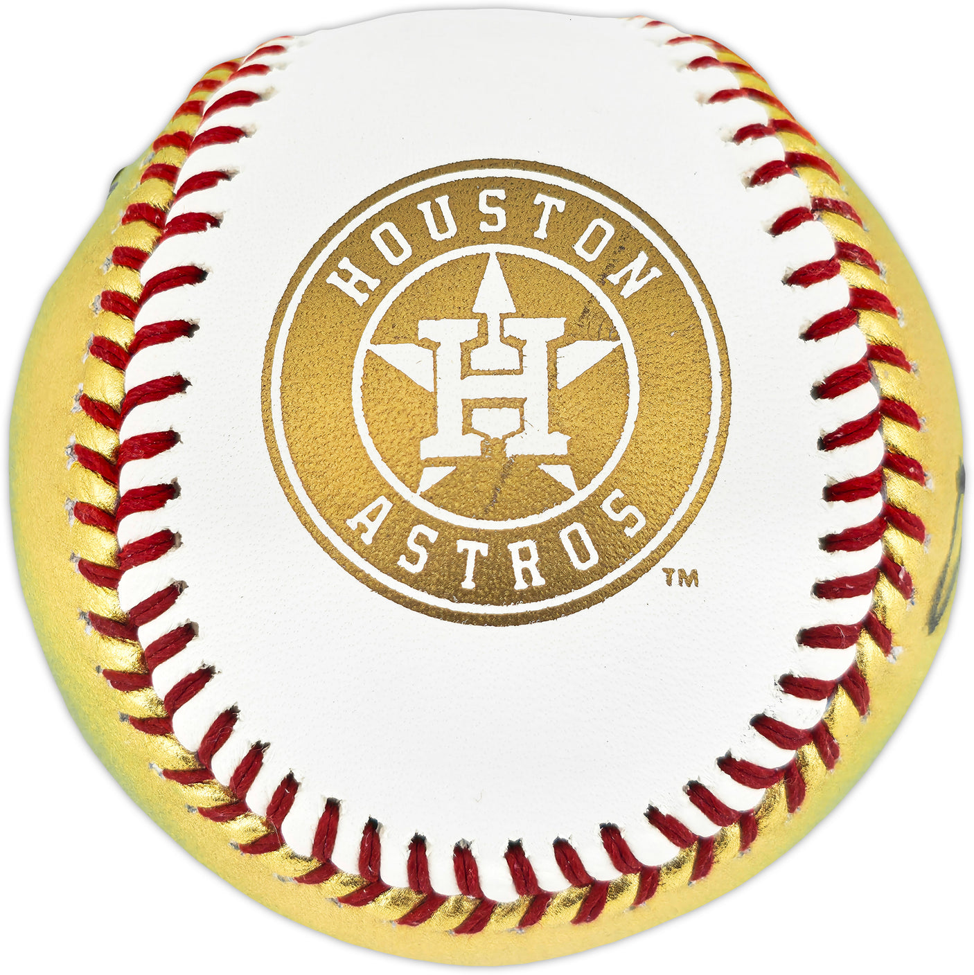 Framber Valdez Autographed Official Gold 2022 World Series Logo Baseball Houston Astros Beckett BAS Witness #W539262