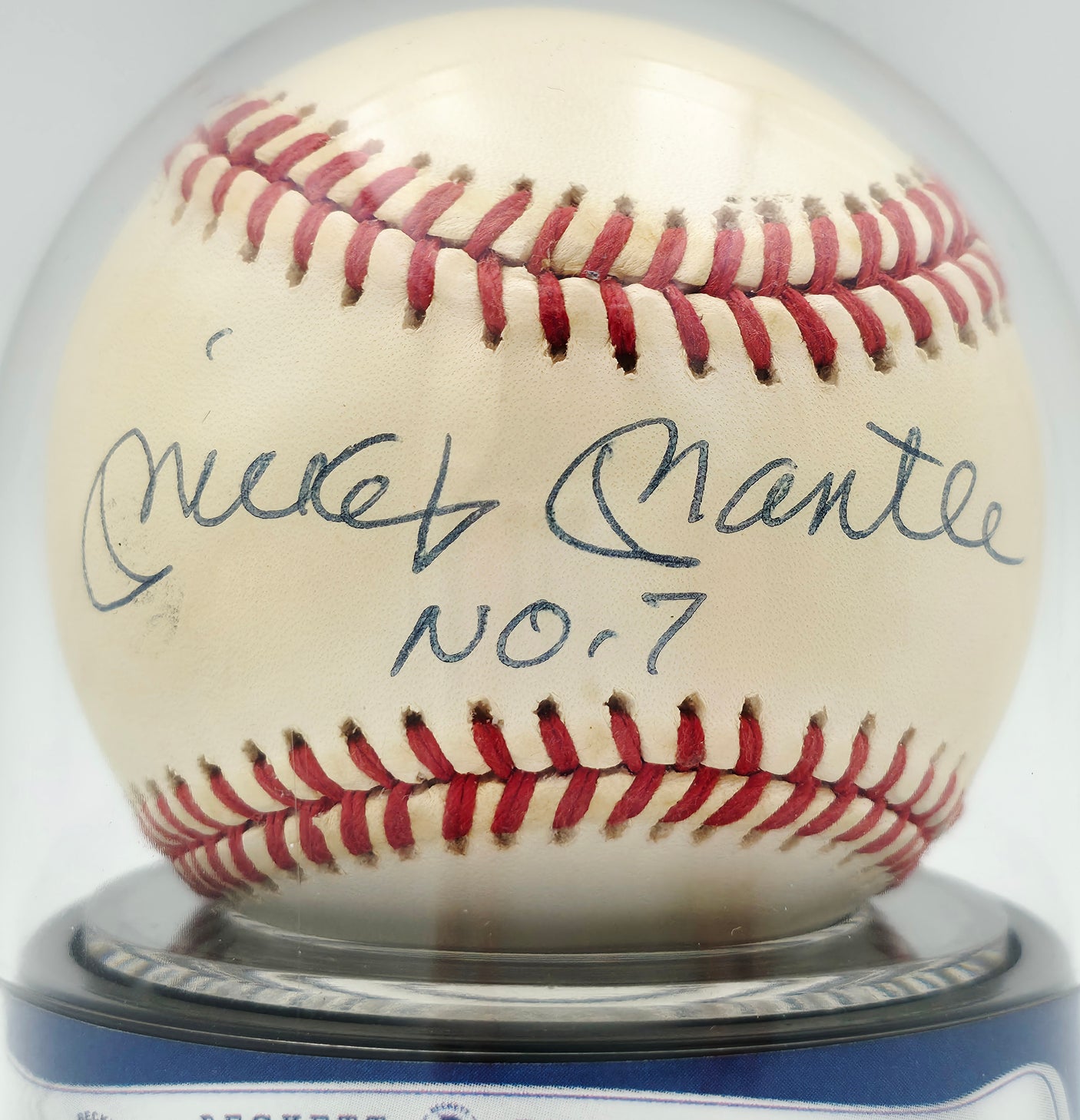 Mickey Mantle Autographed Official AL Baseball New York Yankees Auto Grade Mint 9 "No 7." Beckett BAS #17801733