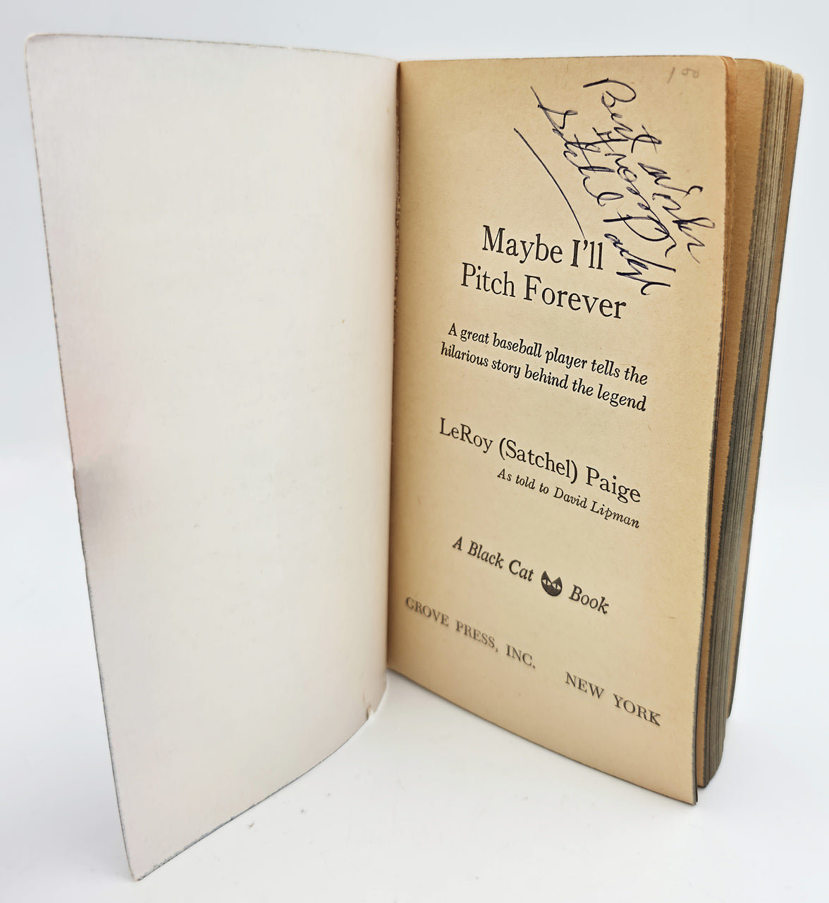 Satchel Paige Autographed Maybe I'll Pitch Forever' Book Negro Leagues "Best Wishes, From" Beckett BAS SKU #AE25470