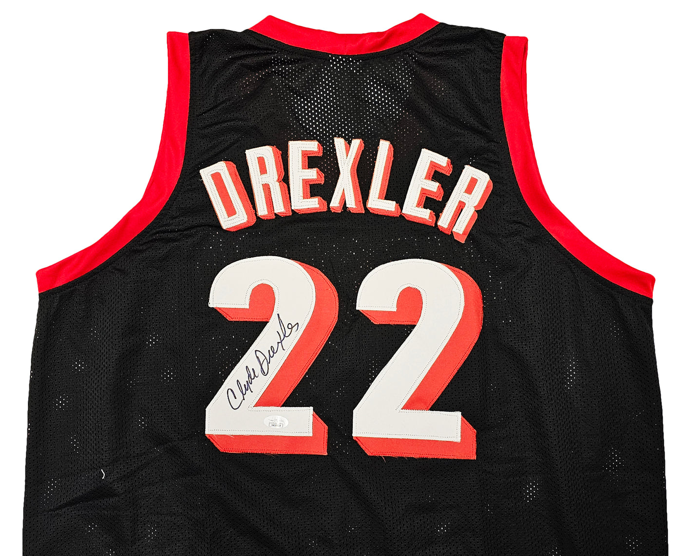 Portland Trail Blazers Clyde Drexler Autographed Black Jersey JSA Stock #215756