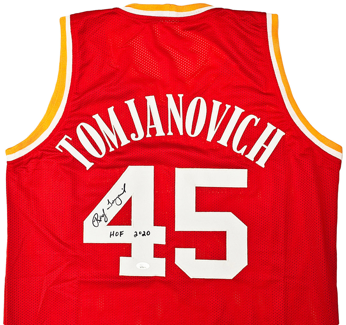 Houston Rockets Rudy Tomjanovich Autographed Red Jersey "HOF 2020" JSA Stock #215754