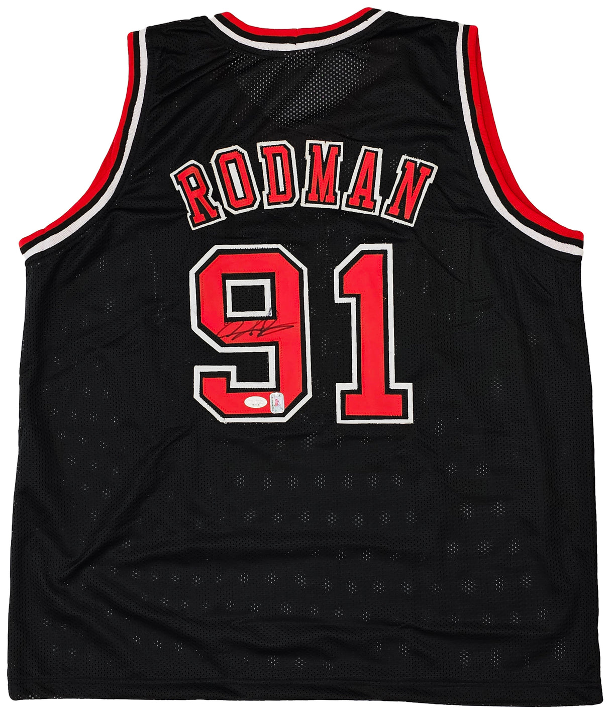 Chicago Bulls Dennis Rodman Autographed Black Jersey JSA Stock #215735