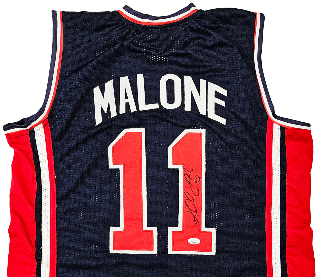 Team USA Karl Malone Autographed Blue Jersey JSA Stock #215761