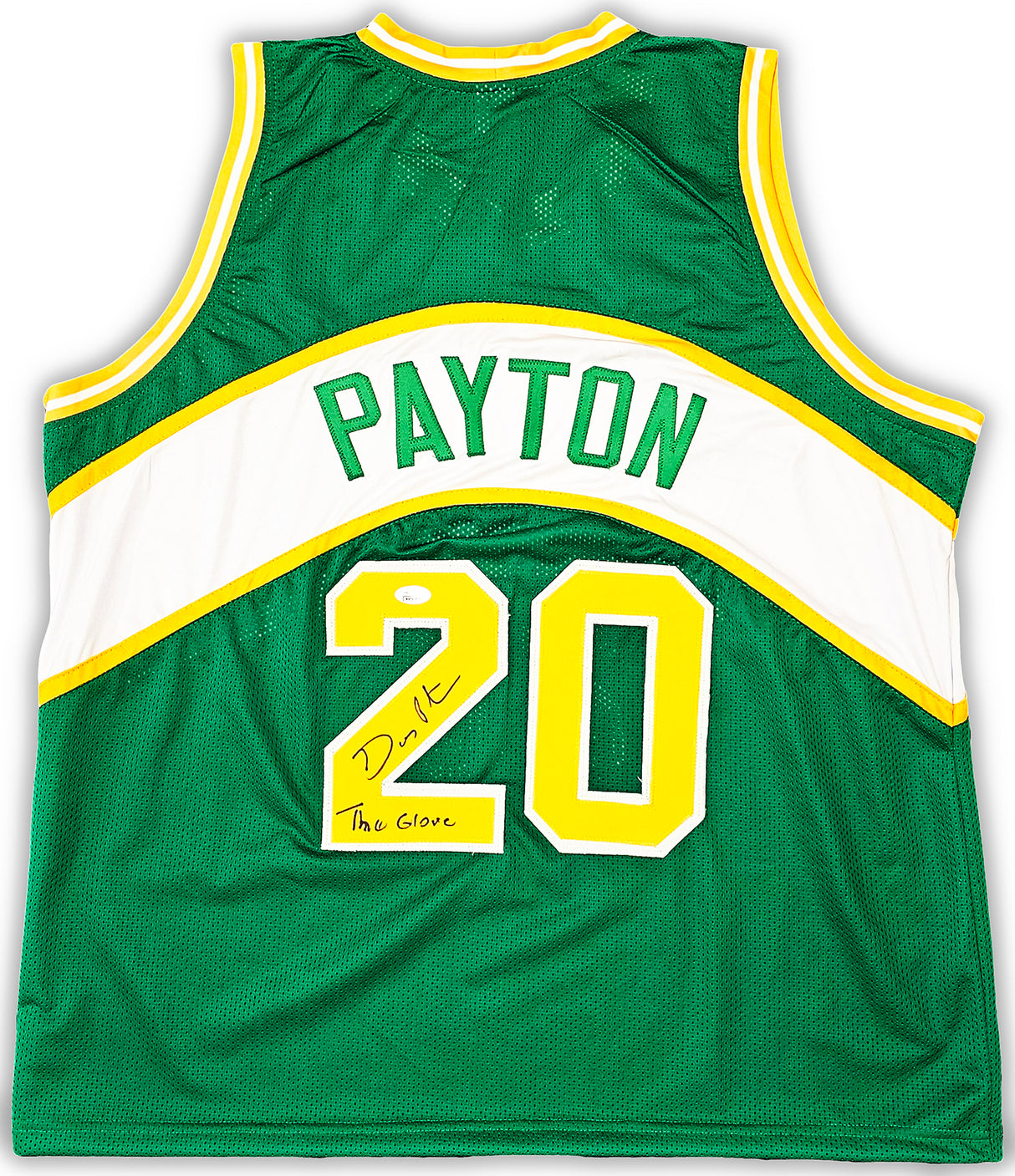 Seattle Supersonics Gary Payton Autographed Green Jersey "The Glove" JSA Stock #215766