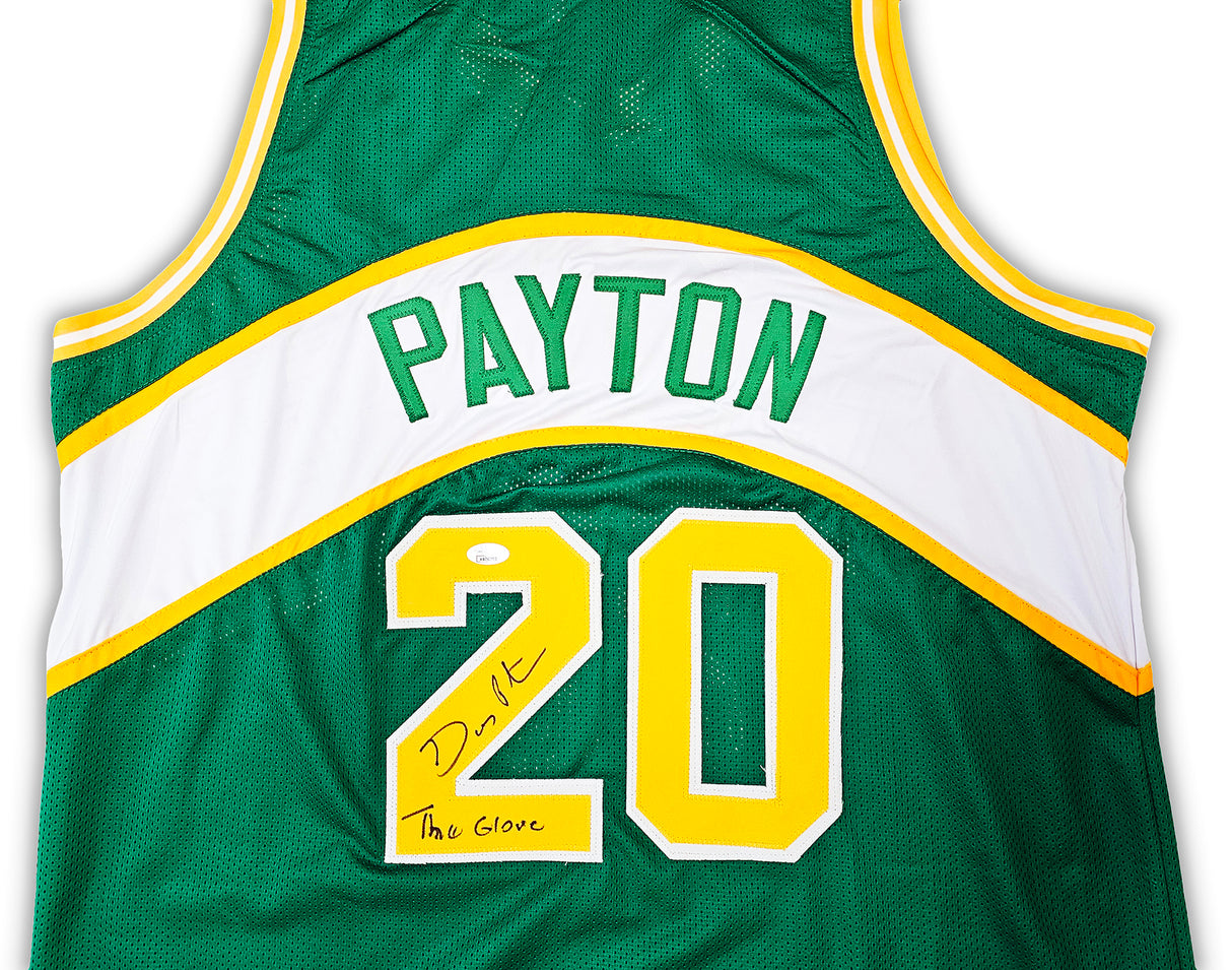 Seattle Supersonics Gary Payton Autographed Green Jersey "The Glove" JSA Stock #215766